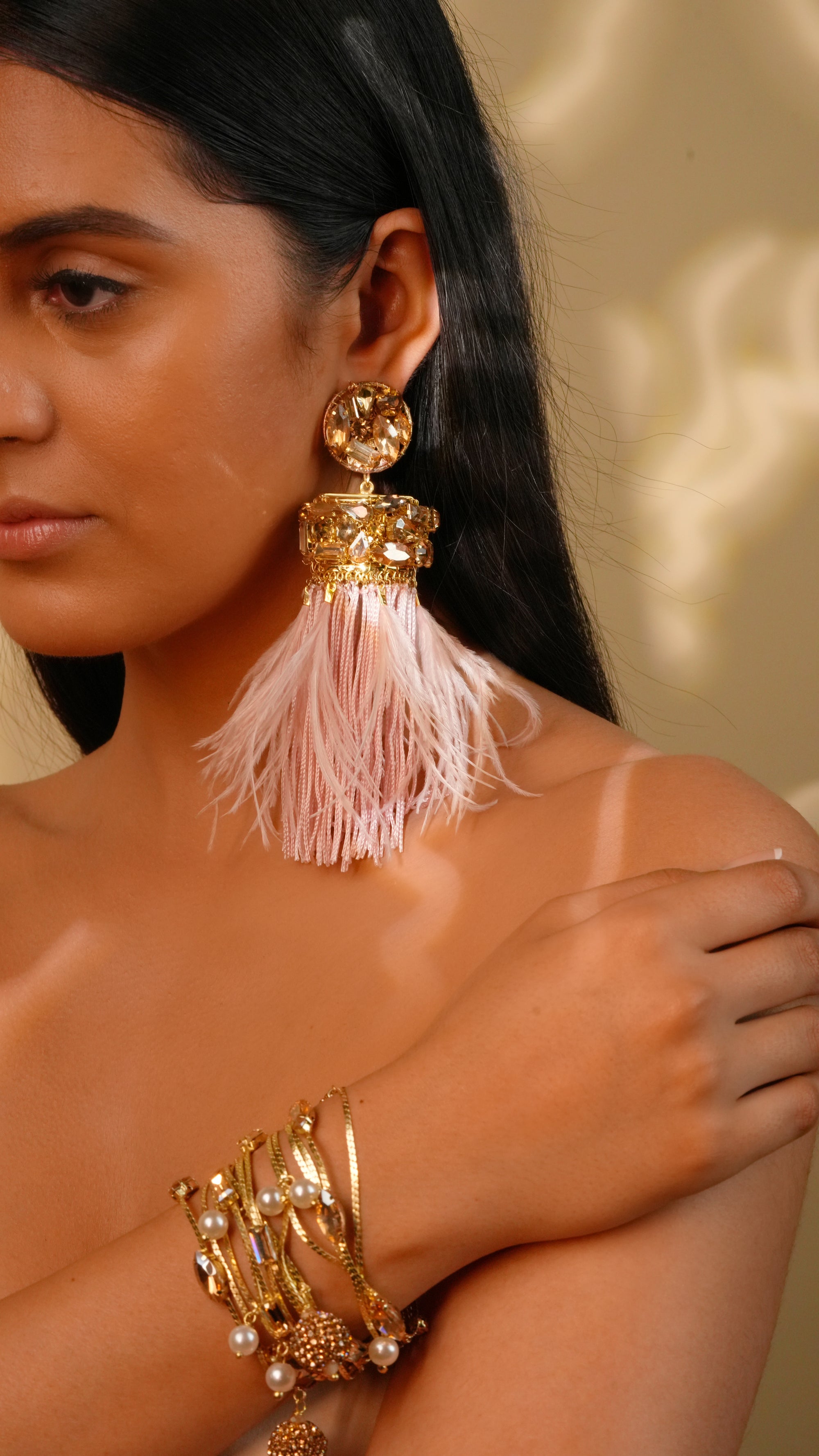 Crystal Feather Earrings