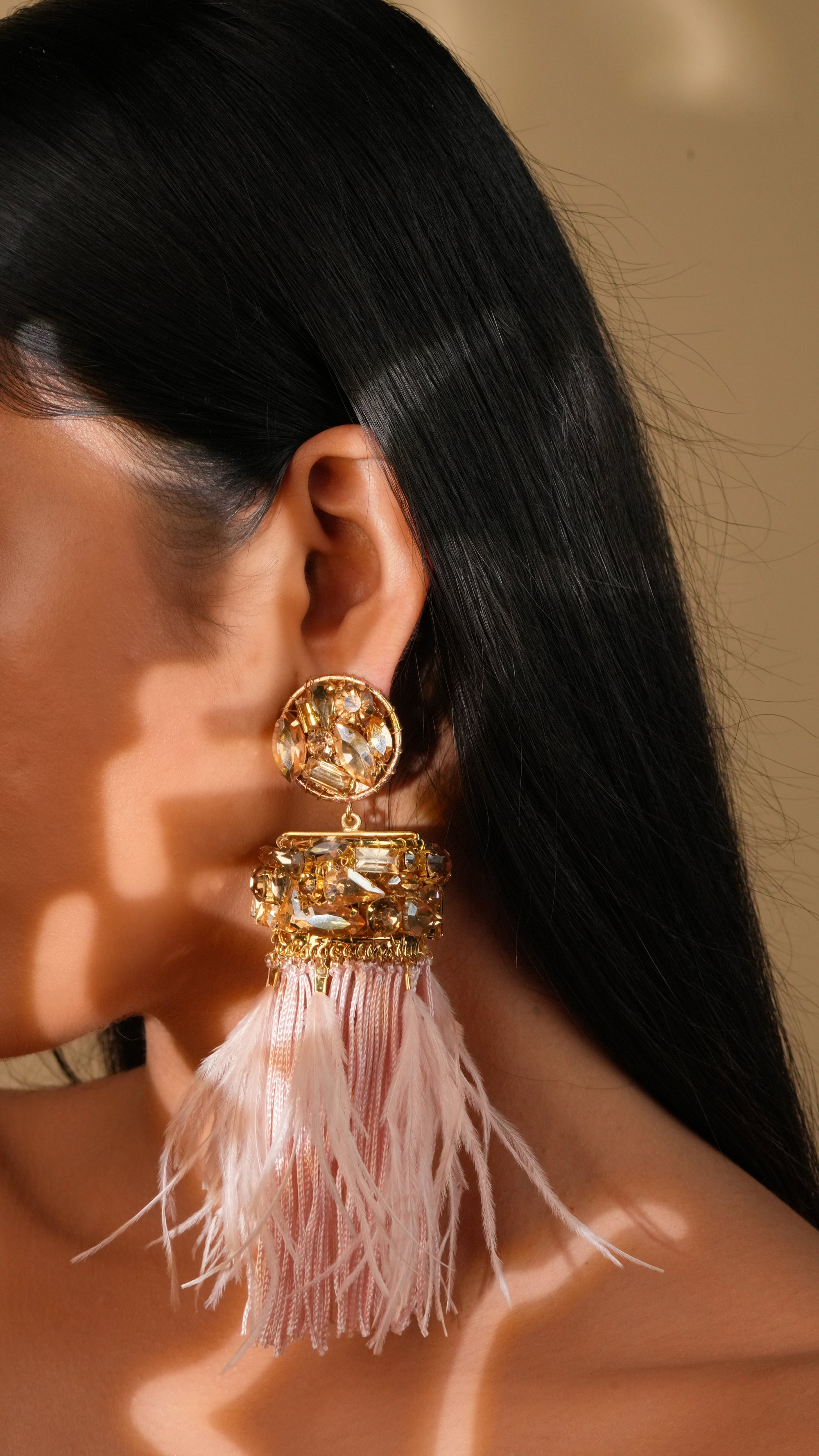 Crystal Feather Earrings