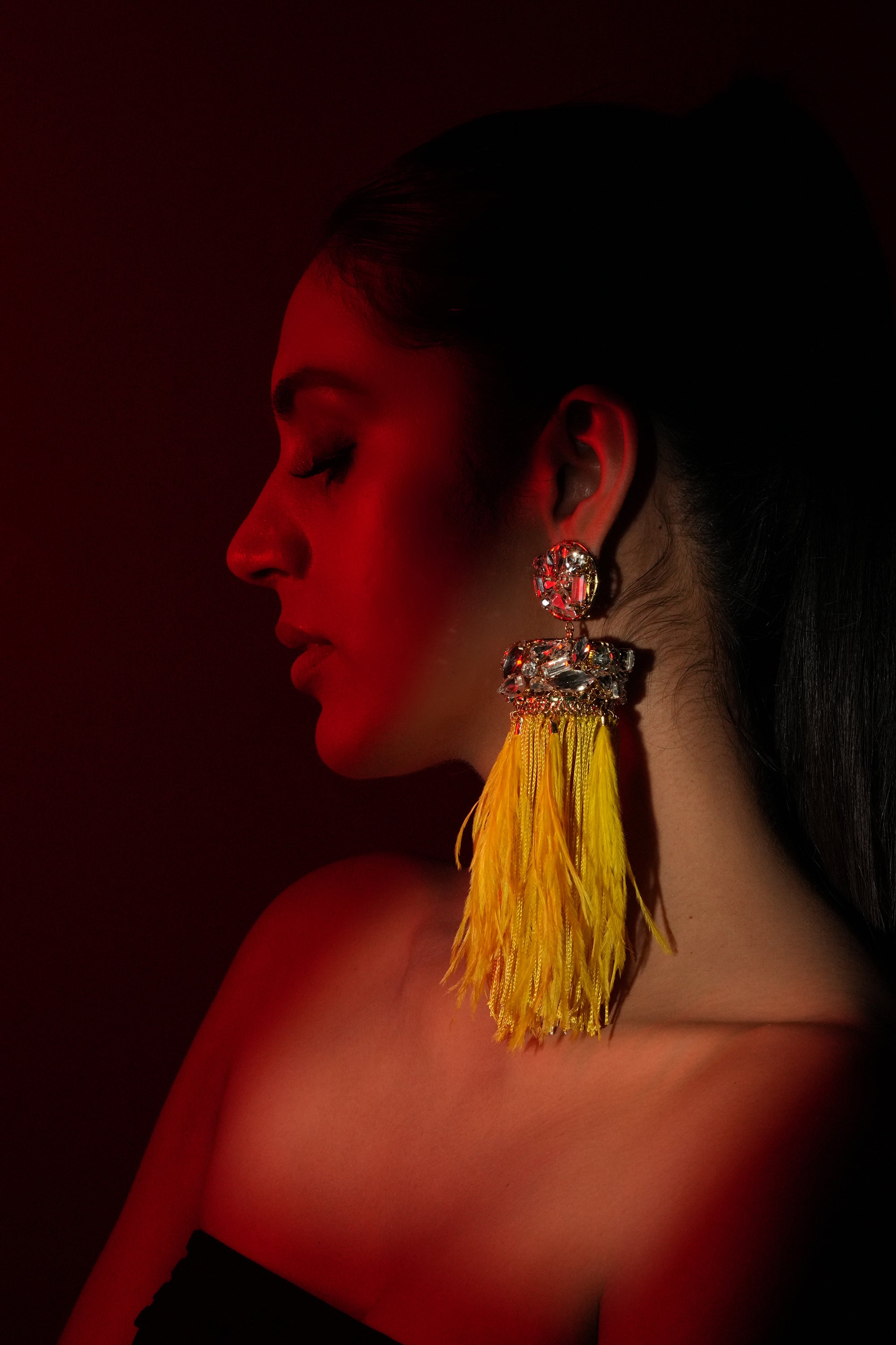 Sunlit Feather Drop Earrings