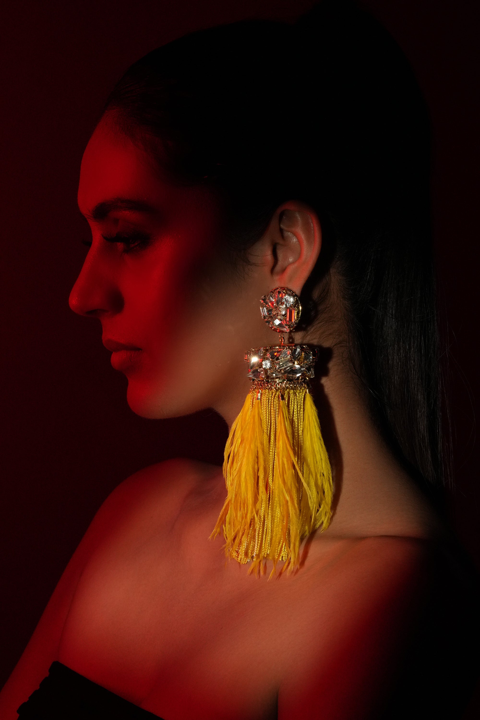 Sunlit Feather Drop Earrings