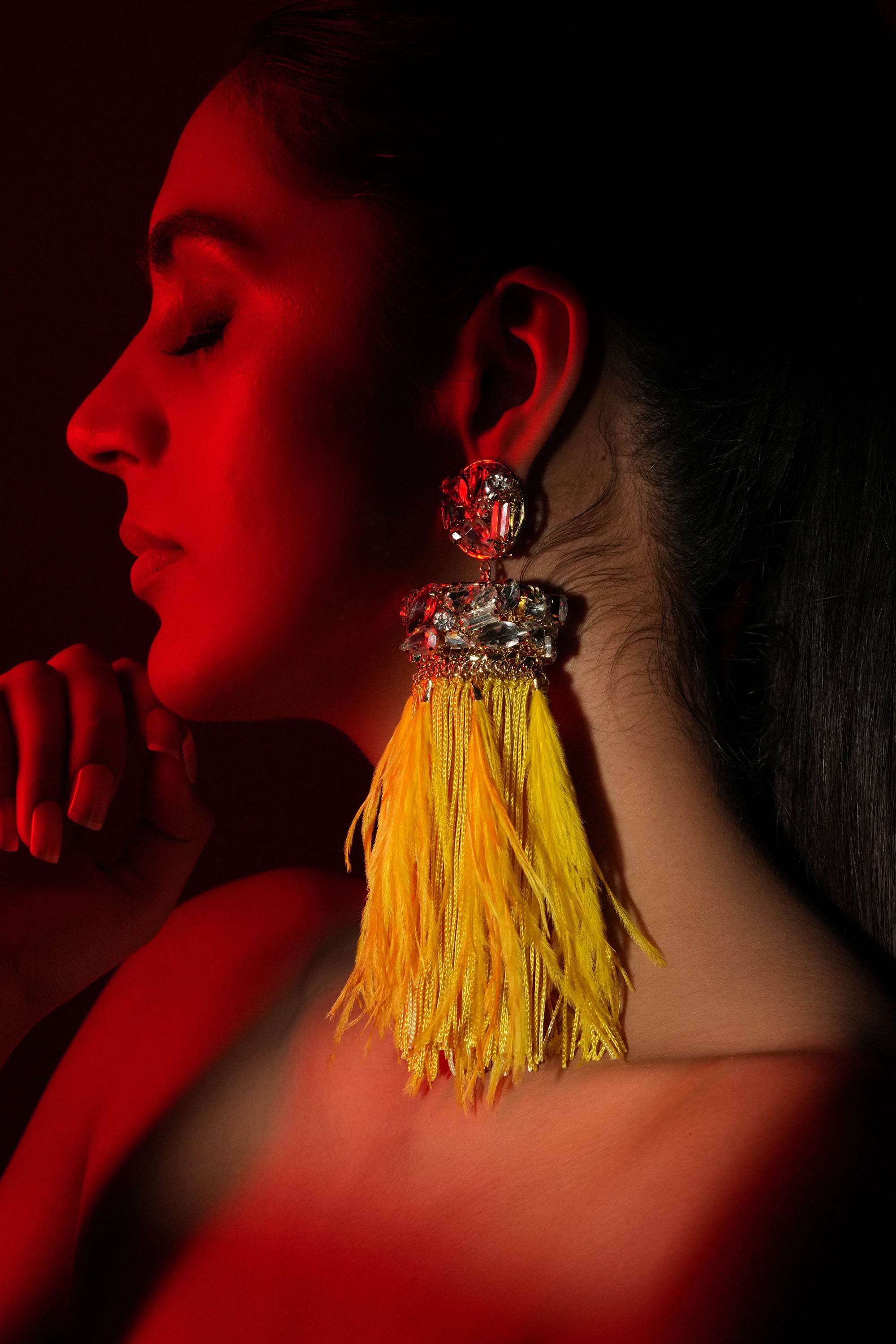 Sunlit Feather Drop Earrings