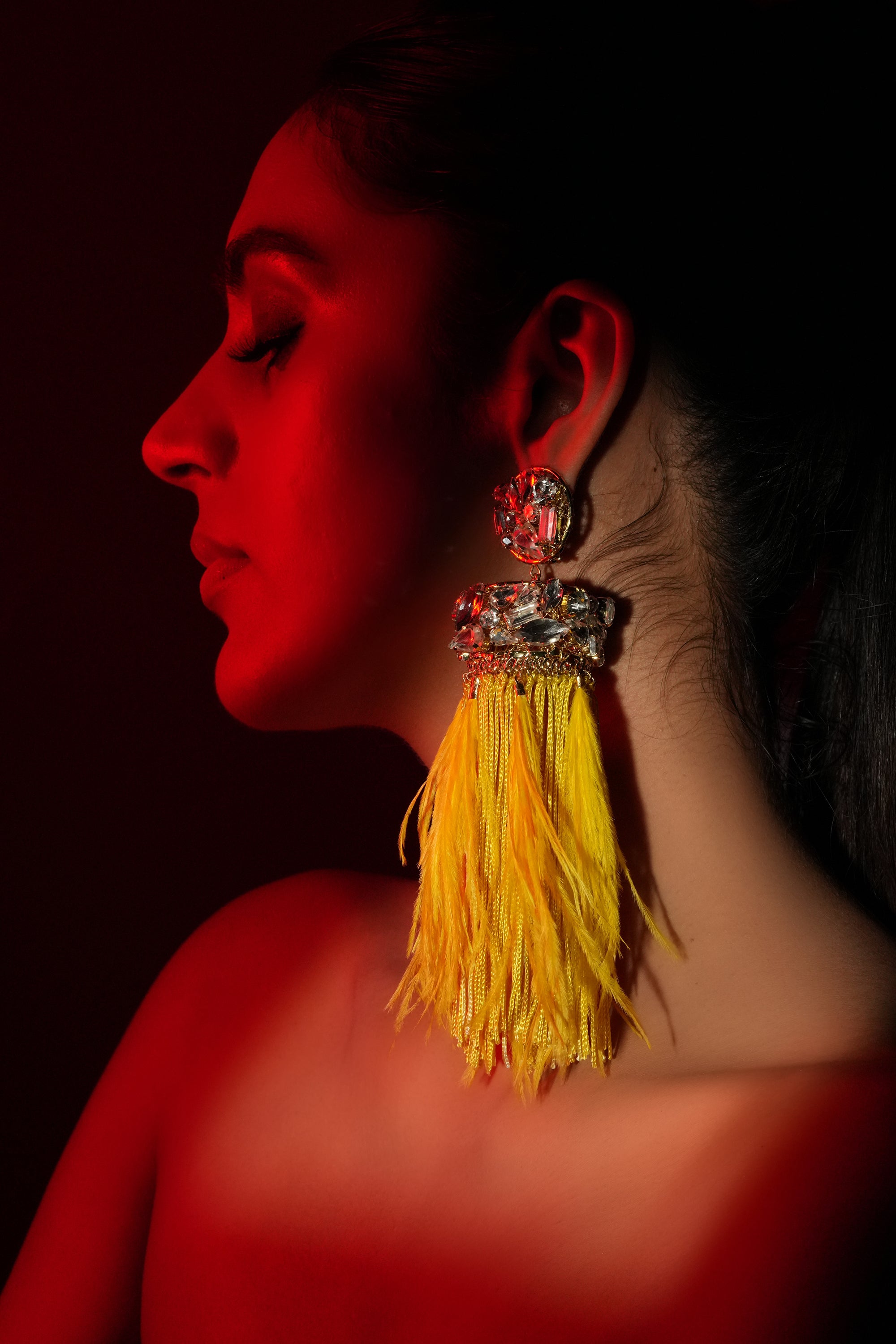 Sunlit Feather Drop Earrings