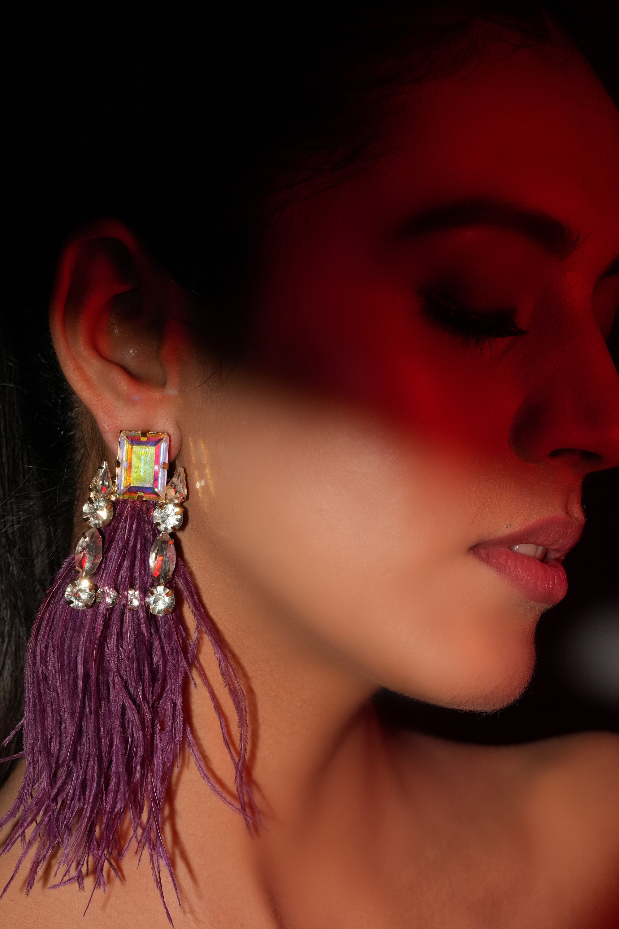 Plum Feather Earrings