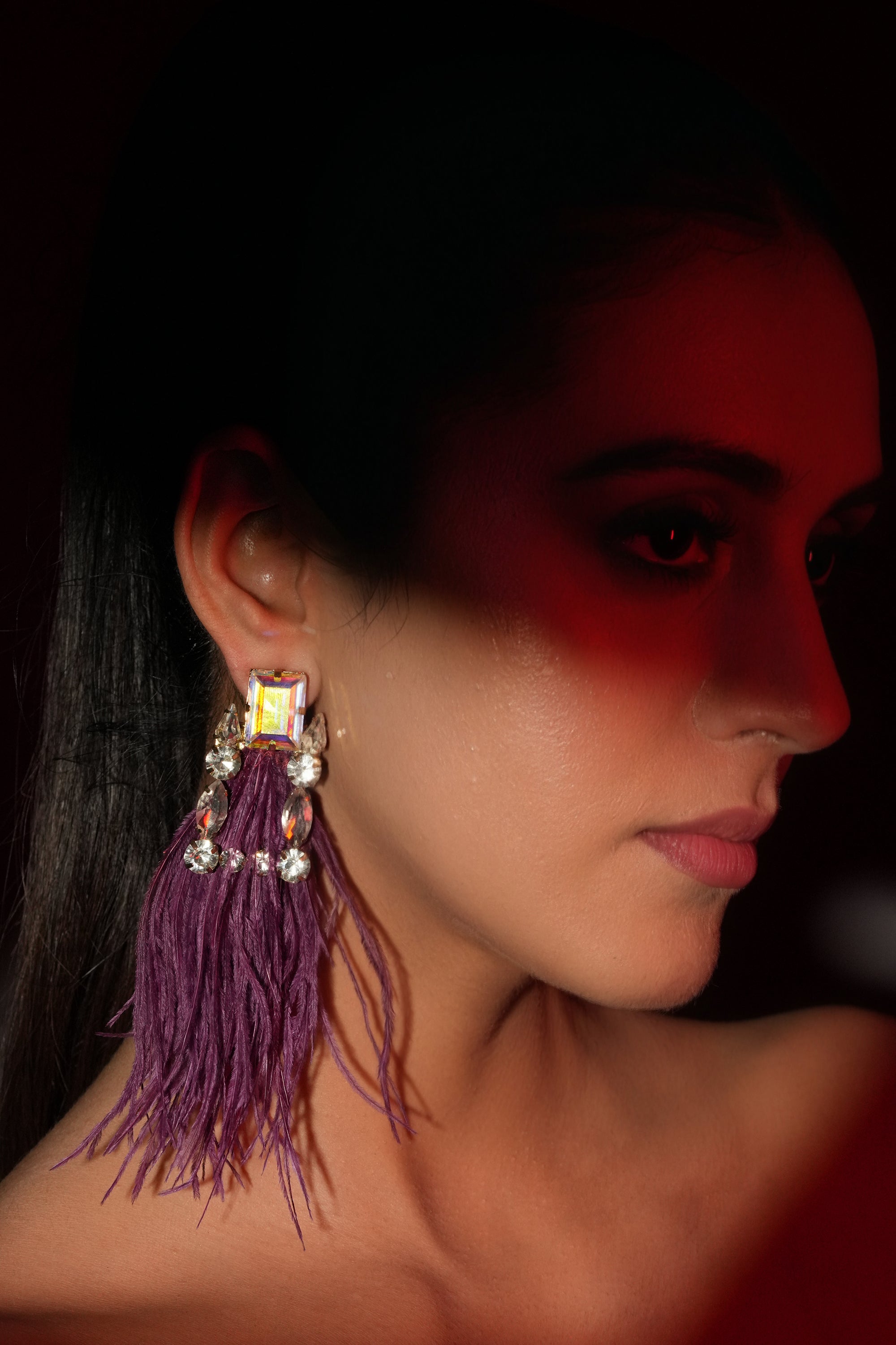 Plum Feather Earrings