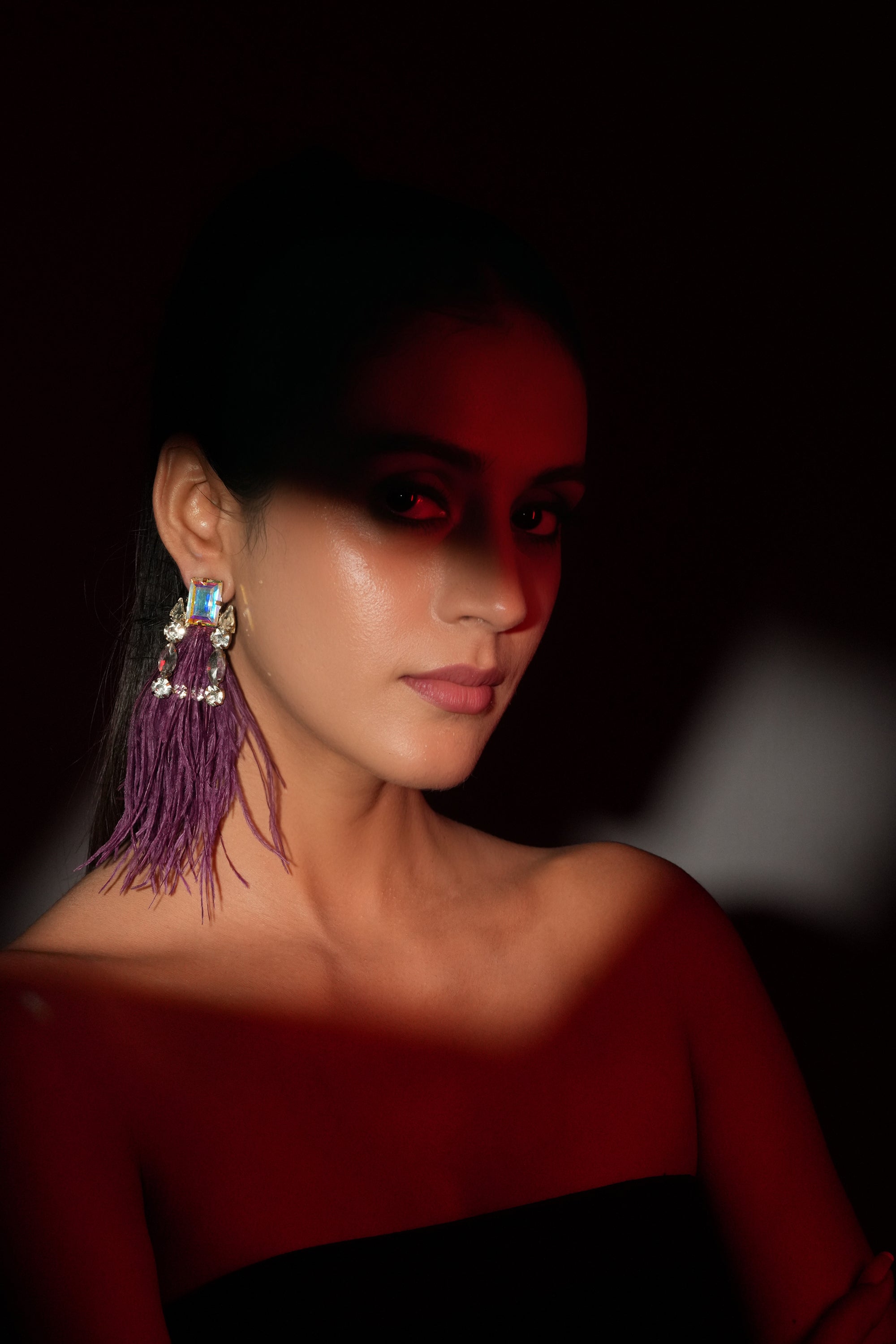Plum Feather Earrings