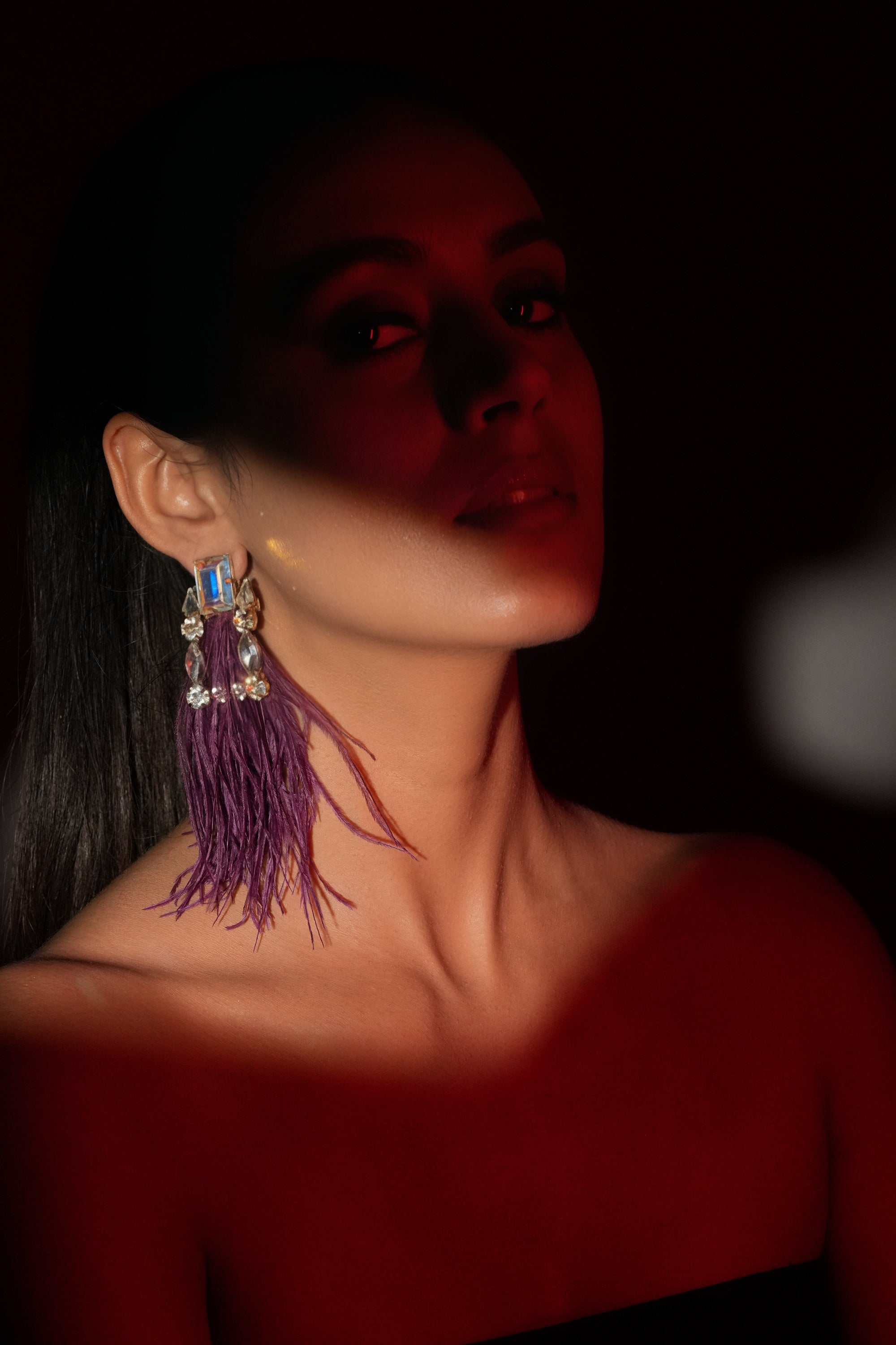 Plum Feather Earrings