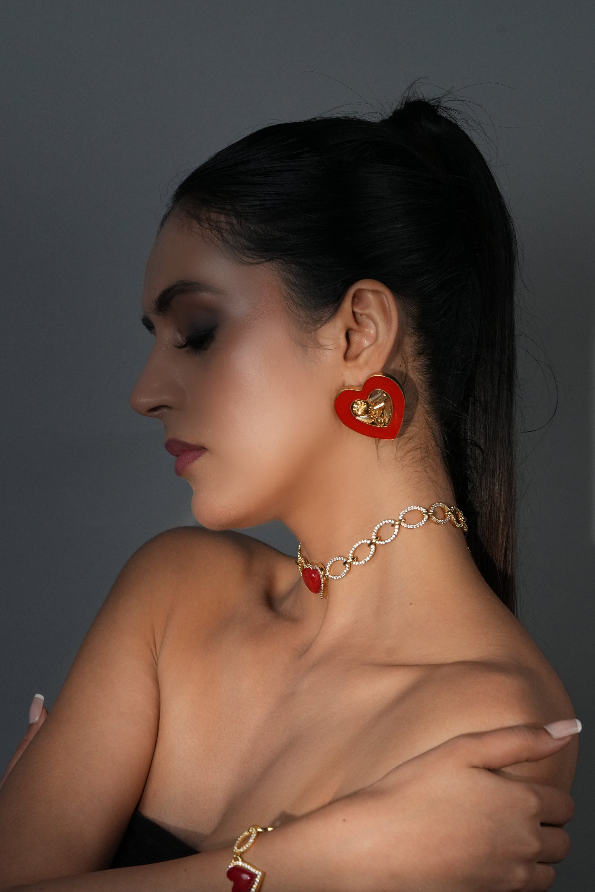 Red Heart Stud Earrings