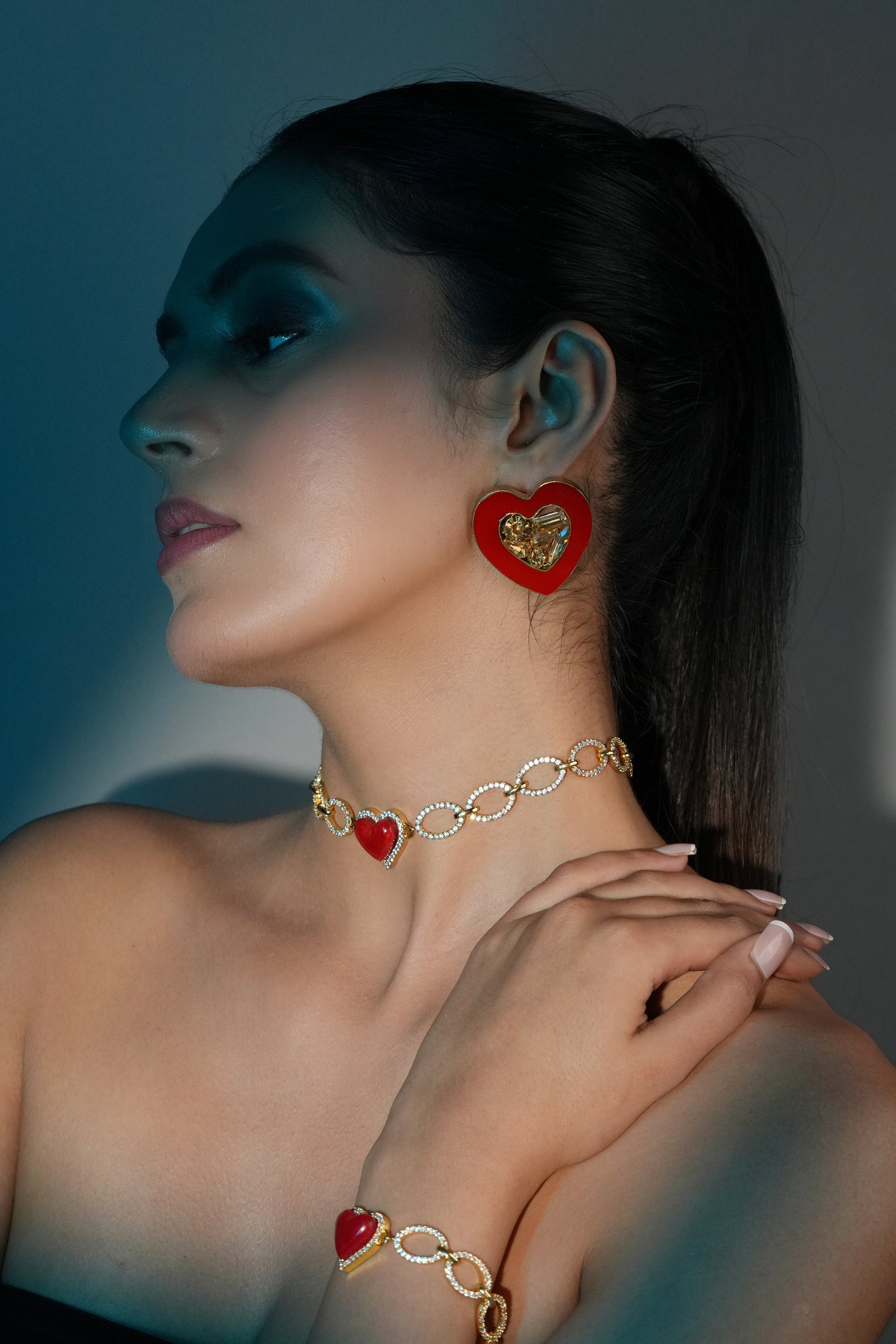 Red Heart Stud Earrings