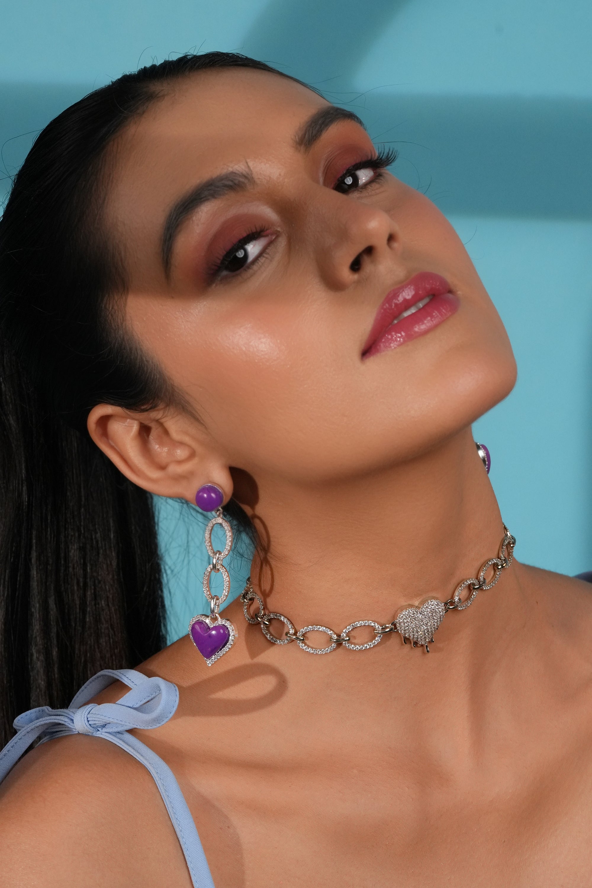 Lilac Heart Drop Earrings