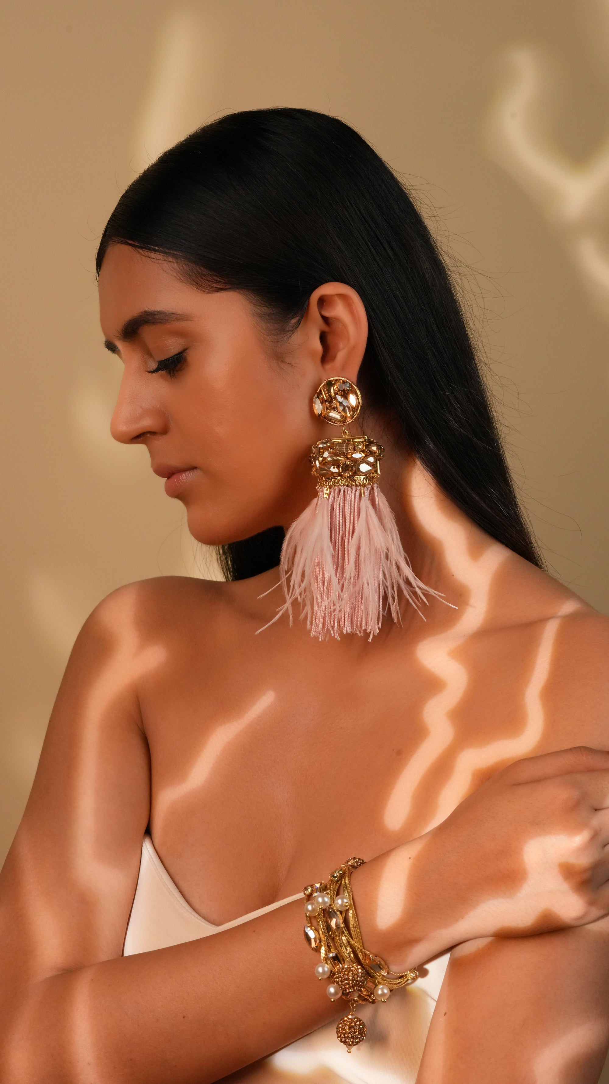 Crystal Feather Earrings