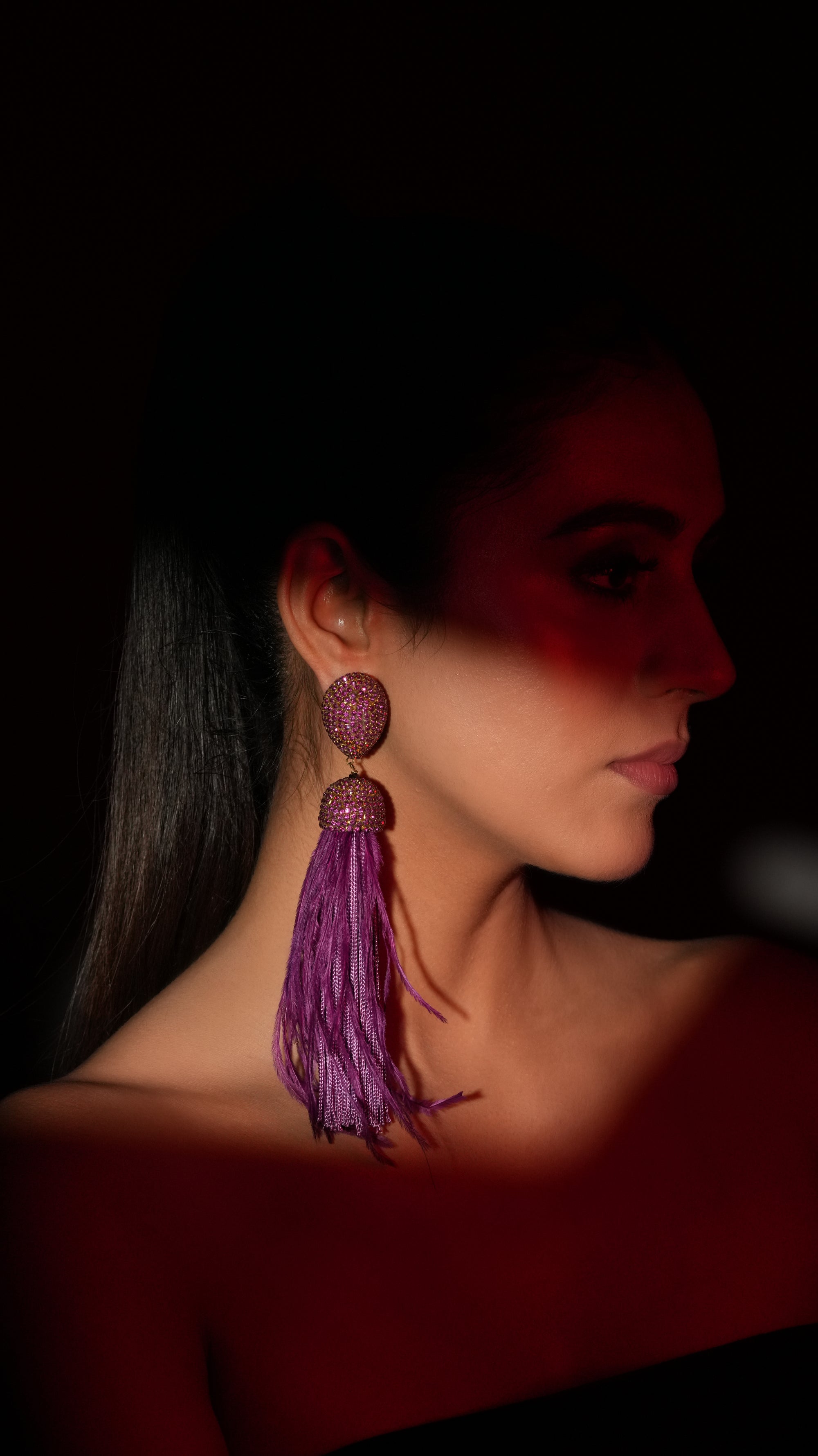 Purple Feather Earrings