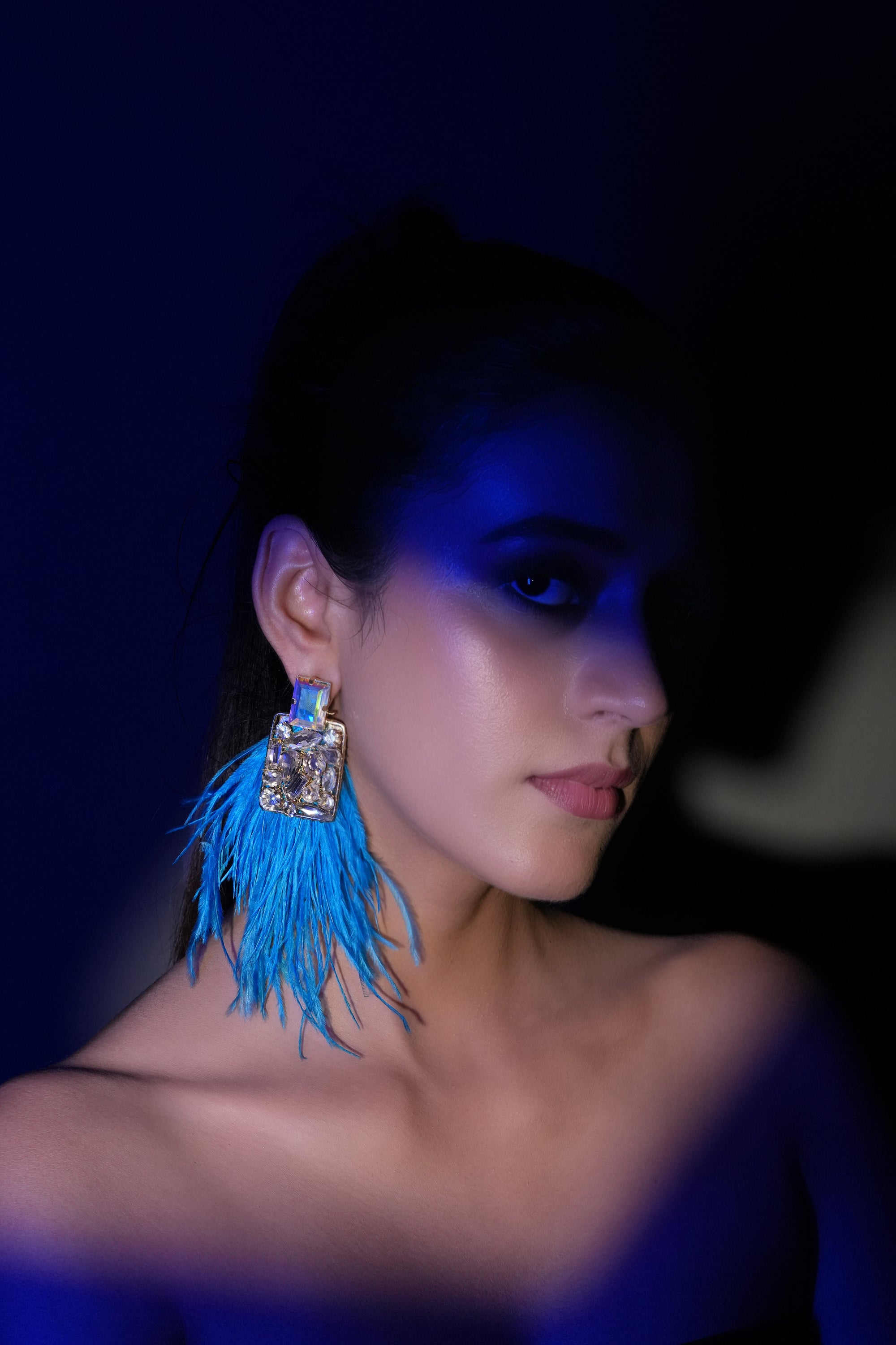 Blaze Blue Feather Earrings