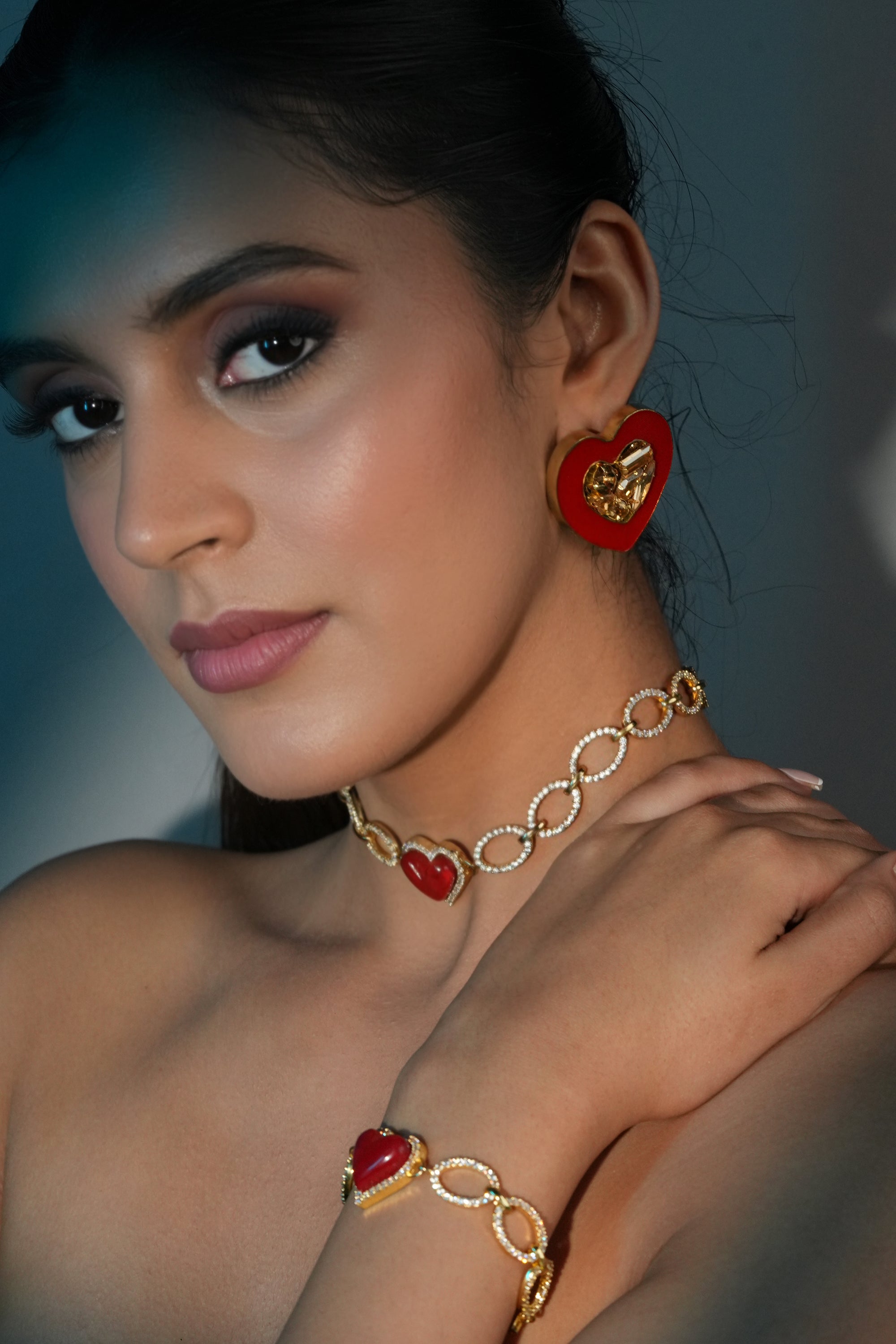 Red Heart Stud Earrings