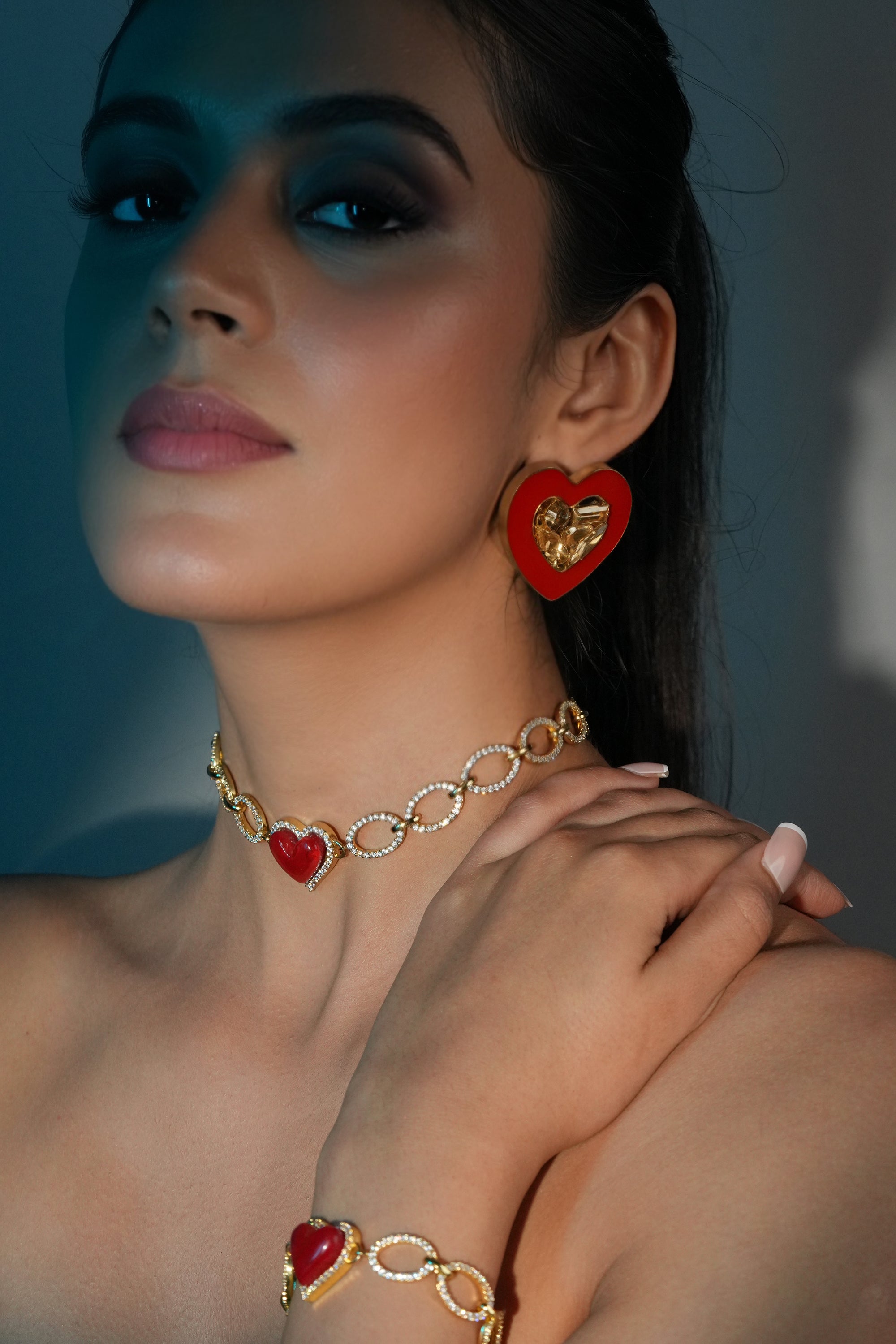 Red Heart Stud Earrings