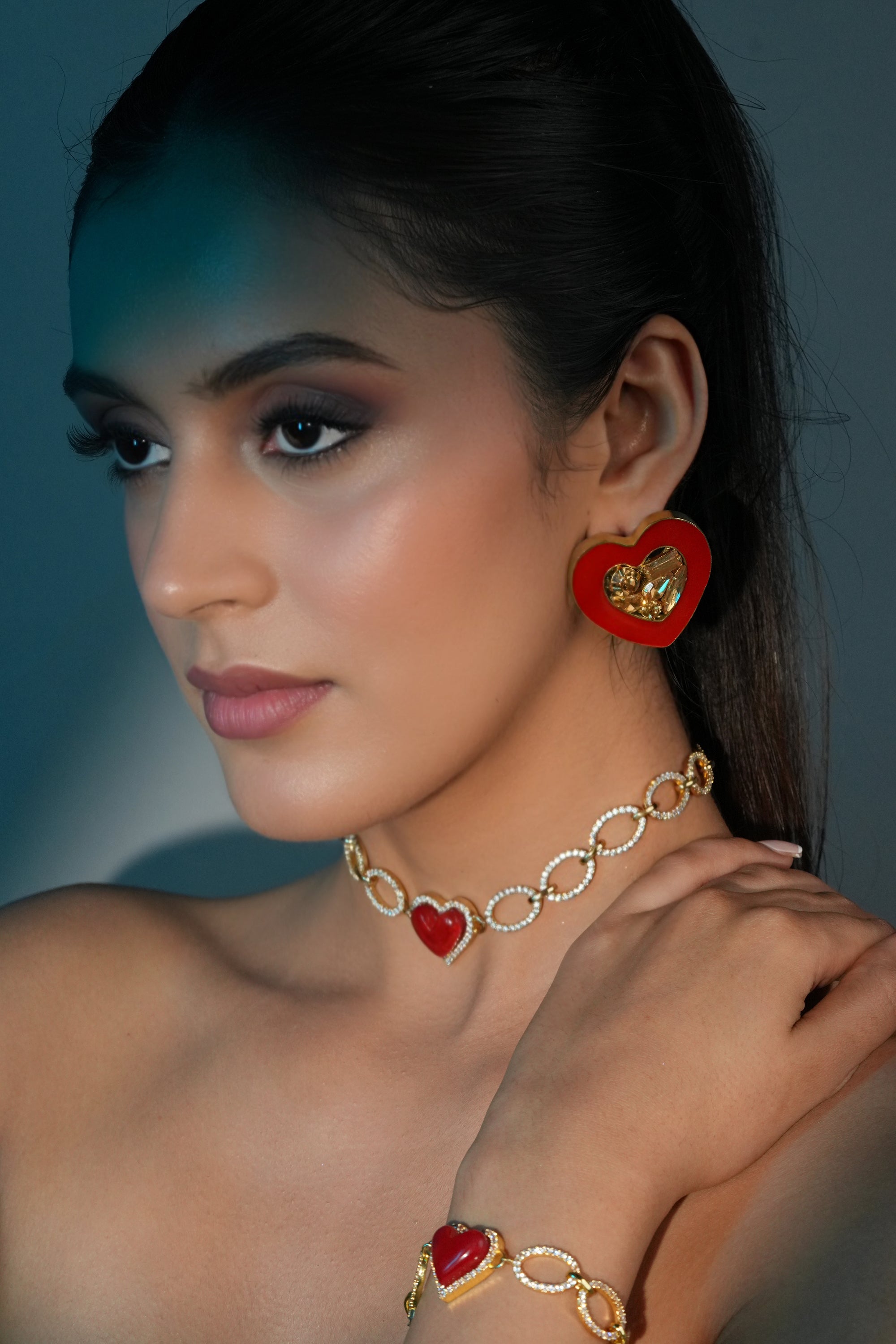 Red Heart Stud Earrings