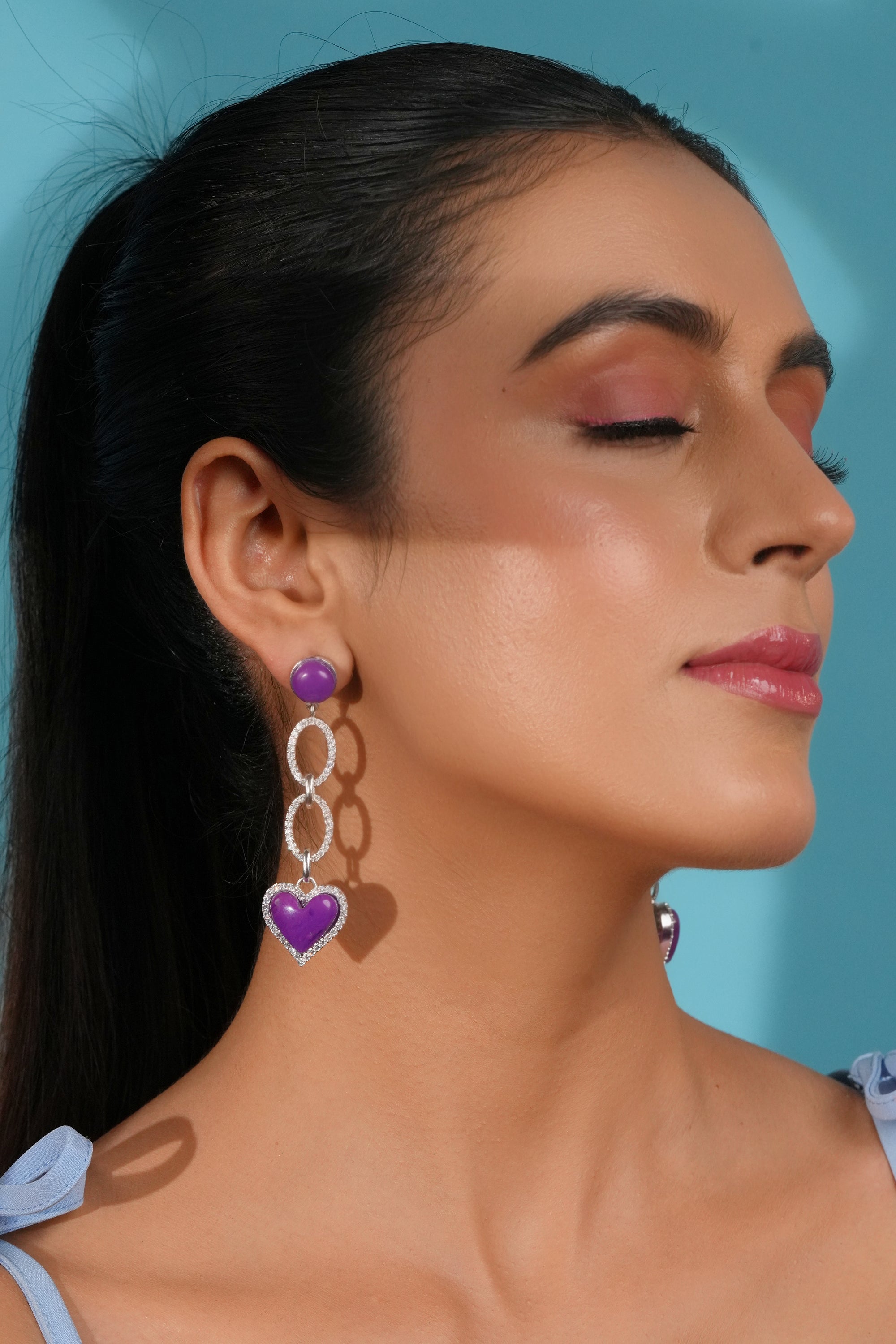 Lilac Heart Drop Earrings
