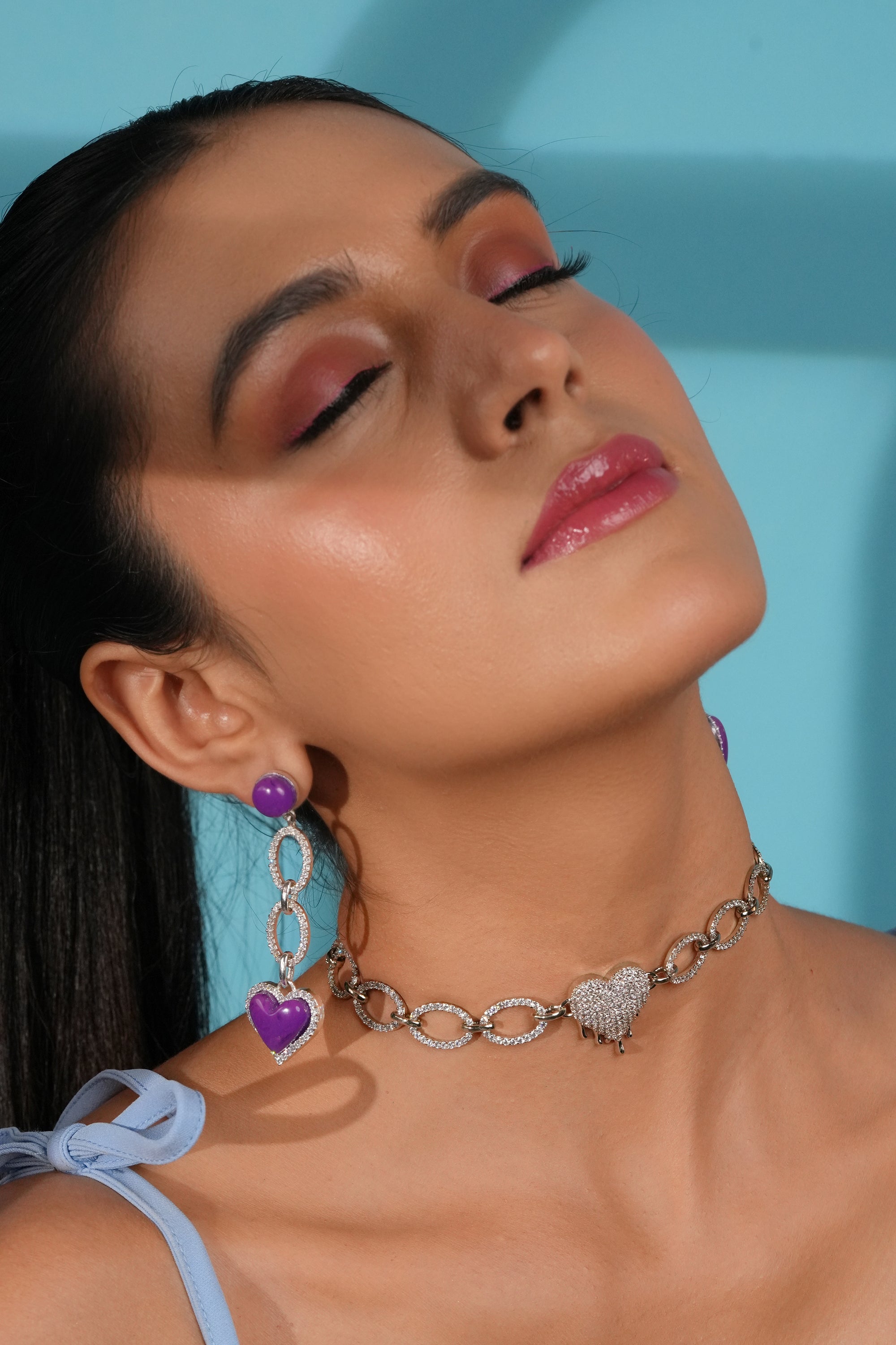 Lilac Heart Drop Earrings