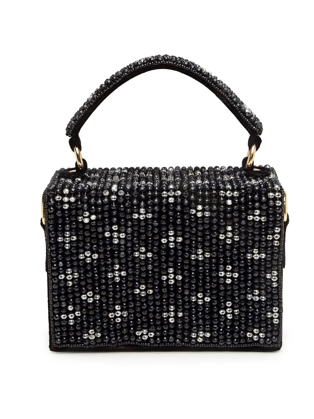 Black Embellished Mini Box Clutch