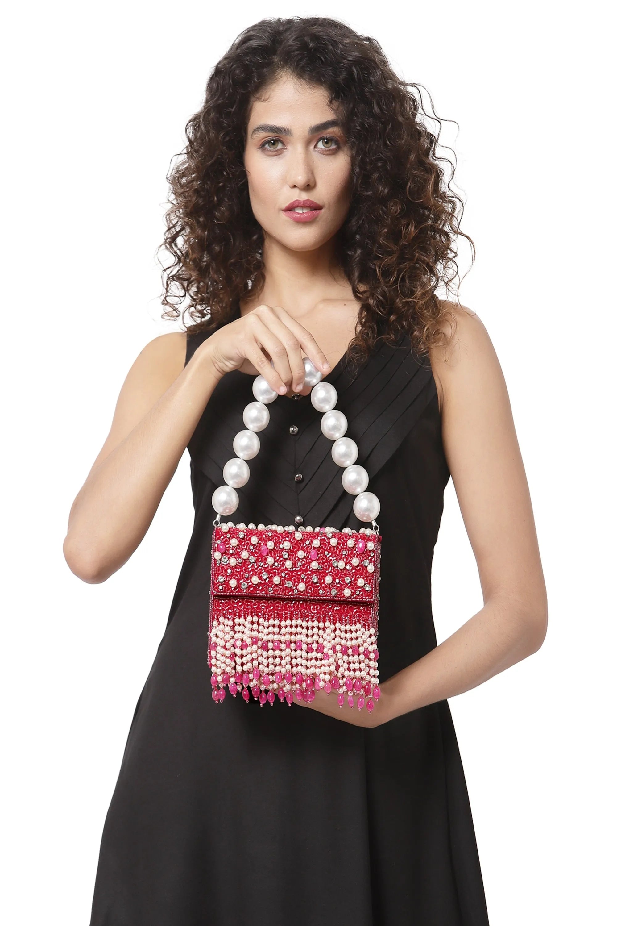Geo Series Pearl and Crystal clutch