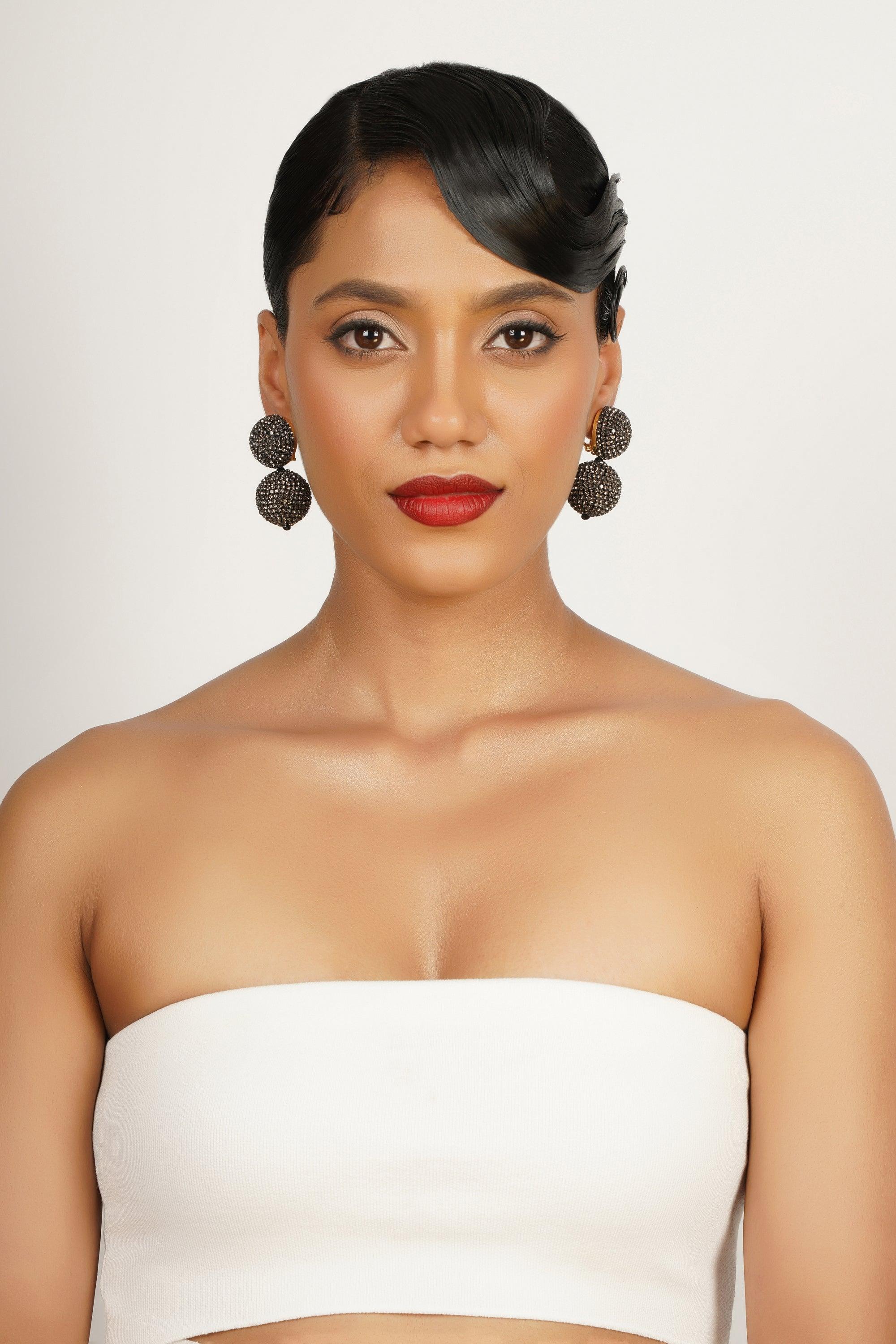 black ball earrings
