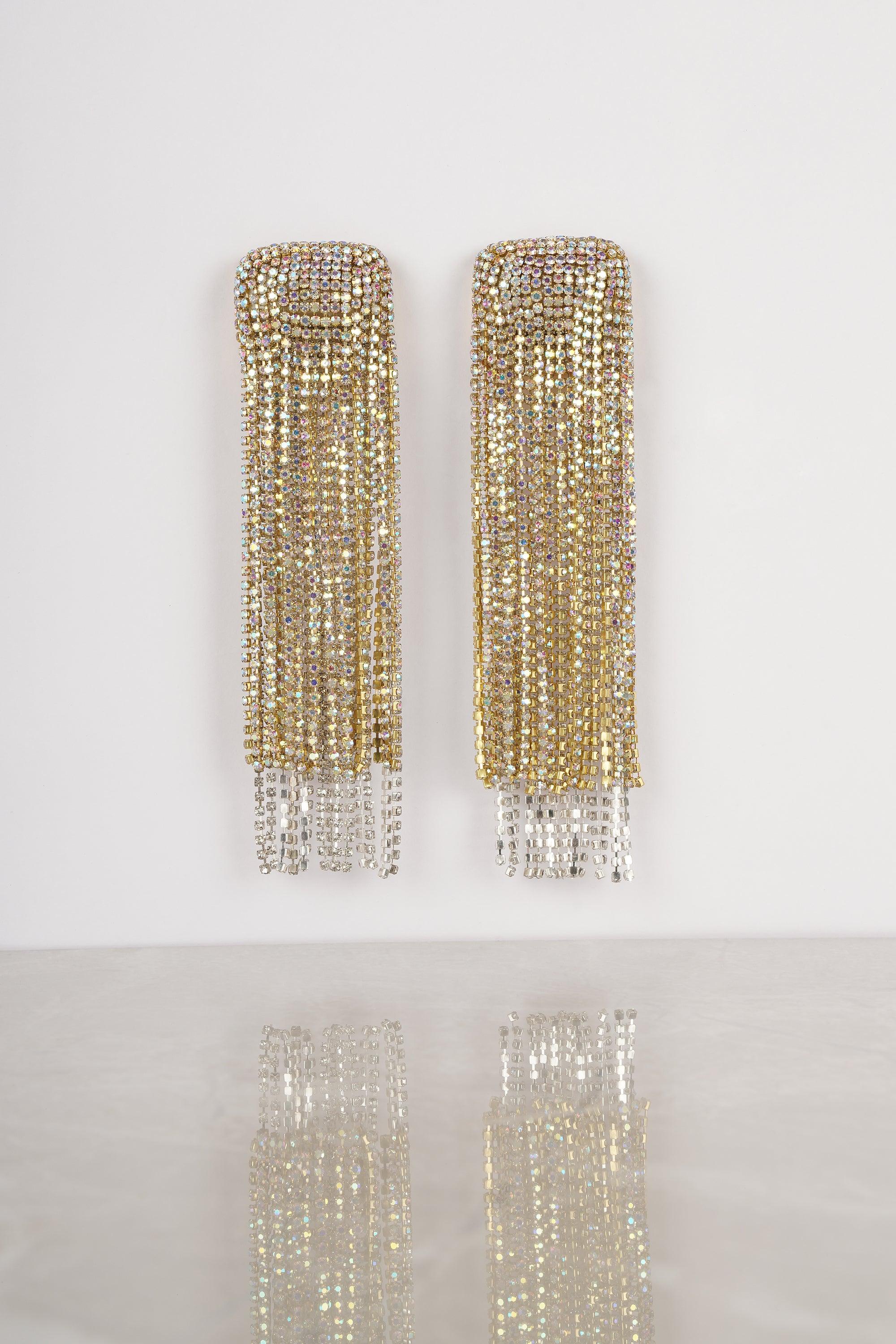 Ab Crystal Tassel Earrings
