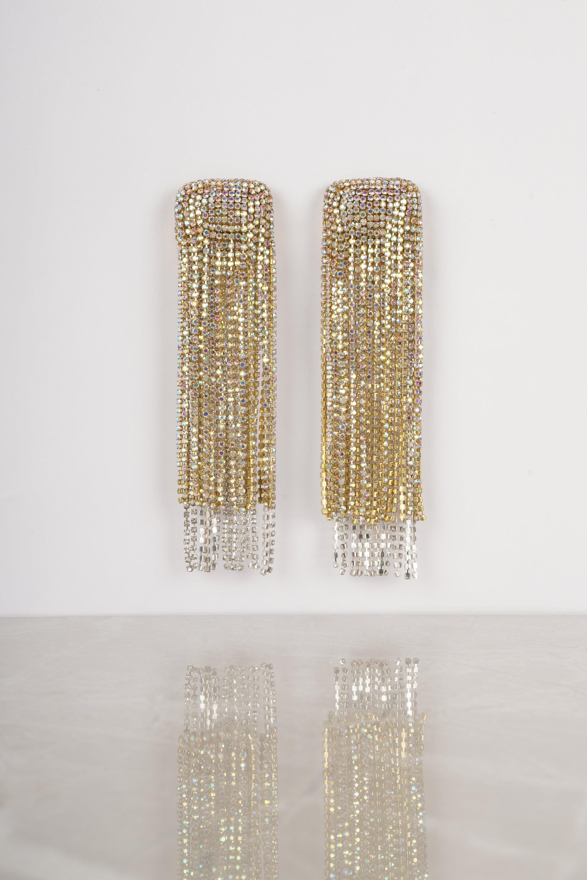 Ab Crystal Tassel Earrings