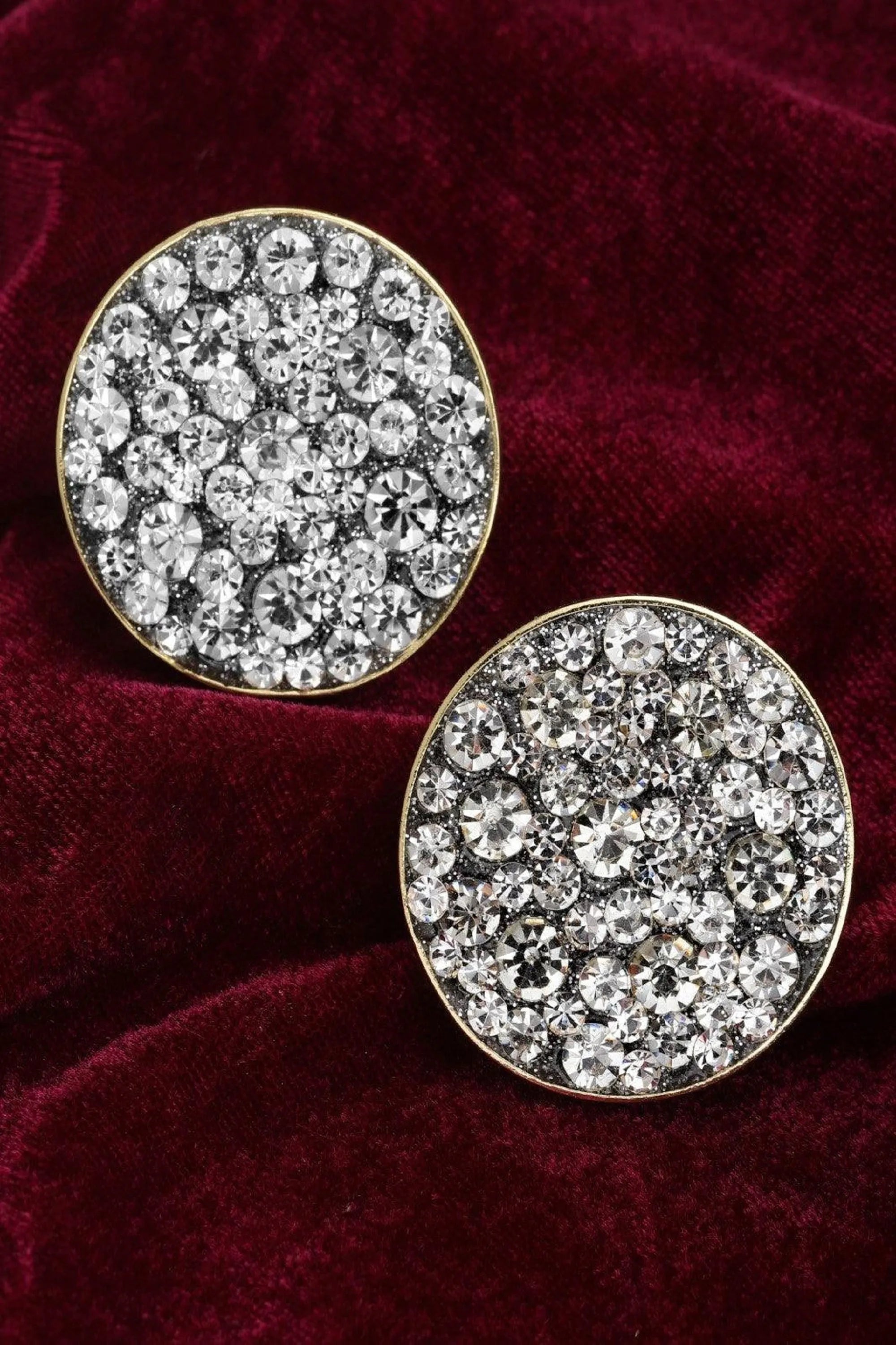 crystal button stud