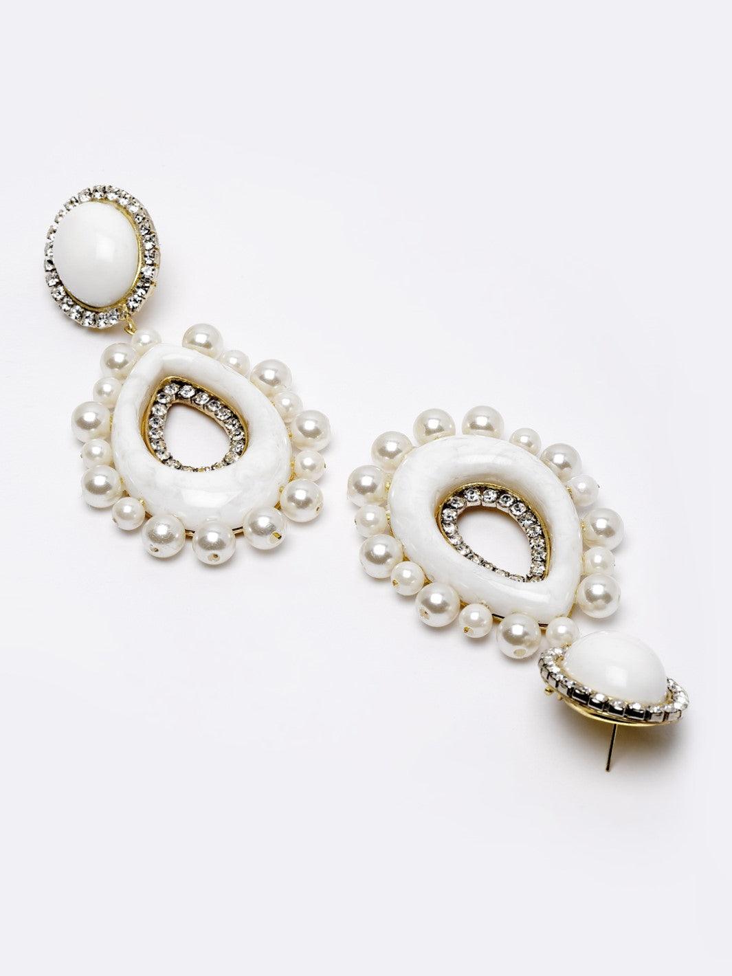 White Pearls Dangler Earrings