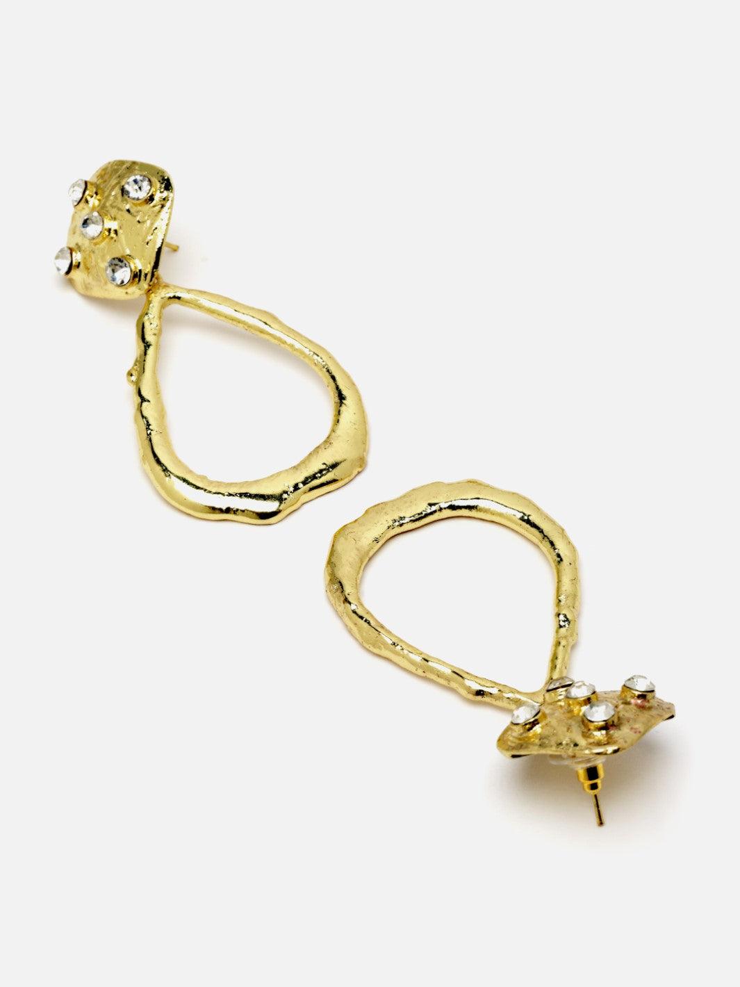 Crystal Hammered Metal Dangler earrings