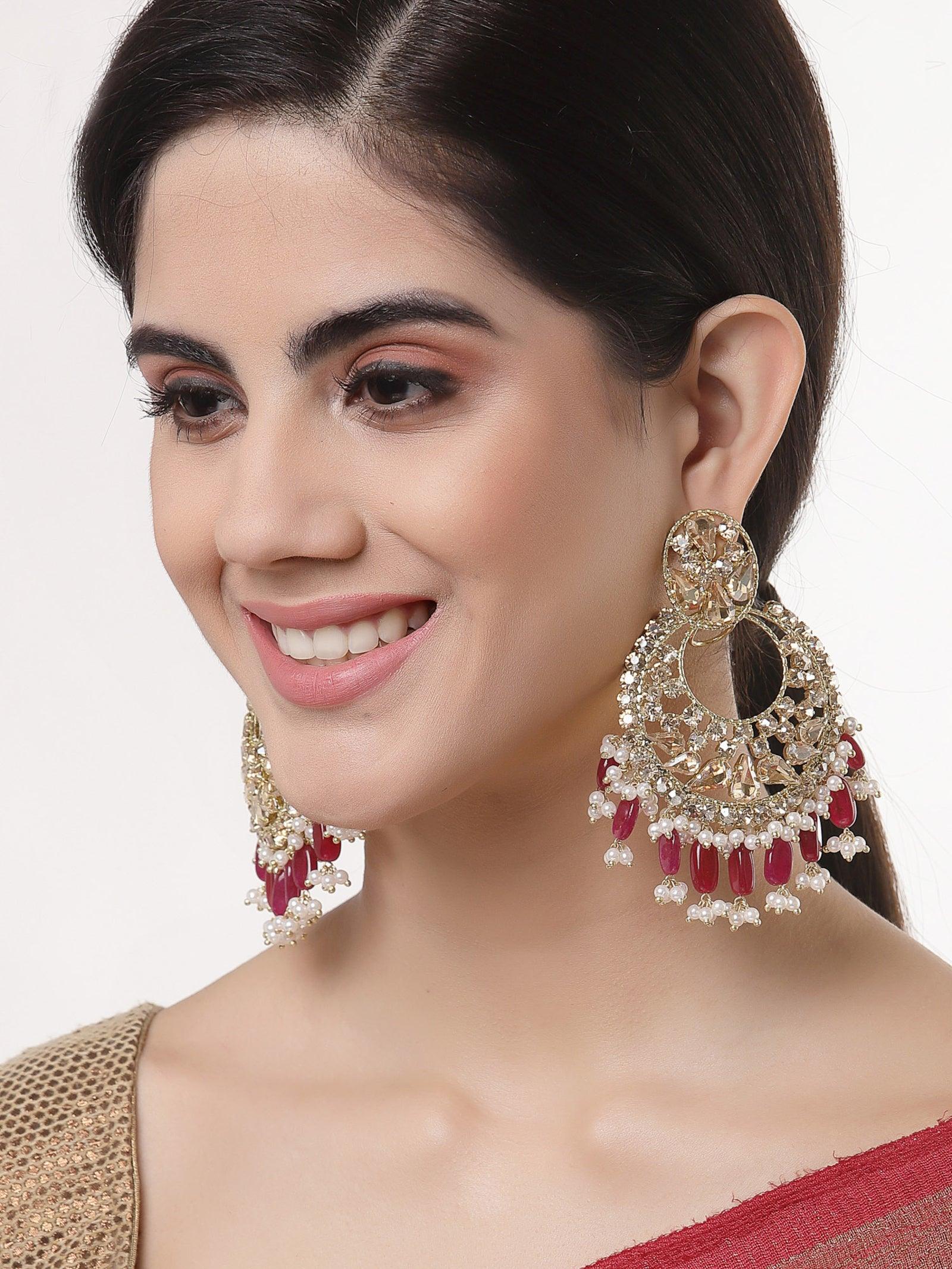 Gold Chandelier Jhumka Earrings