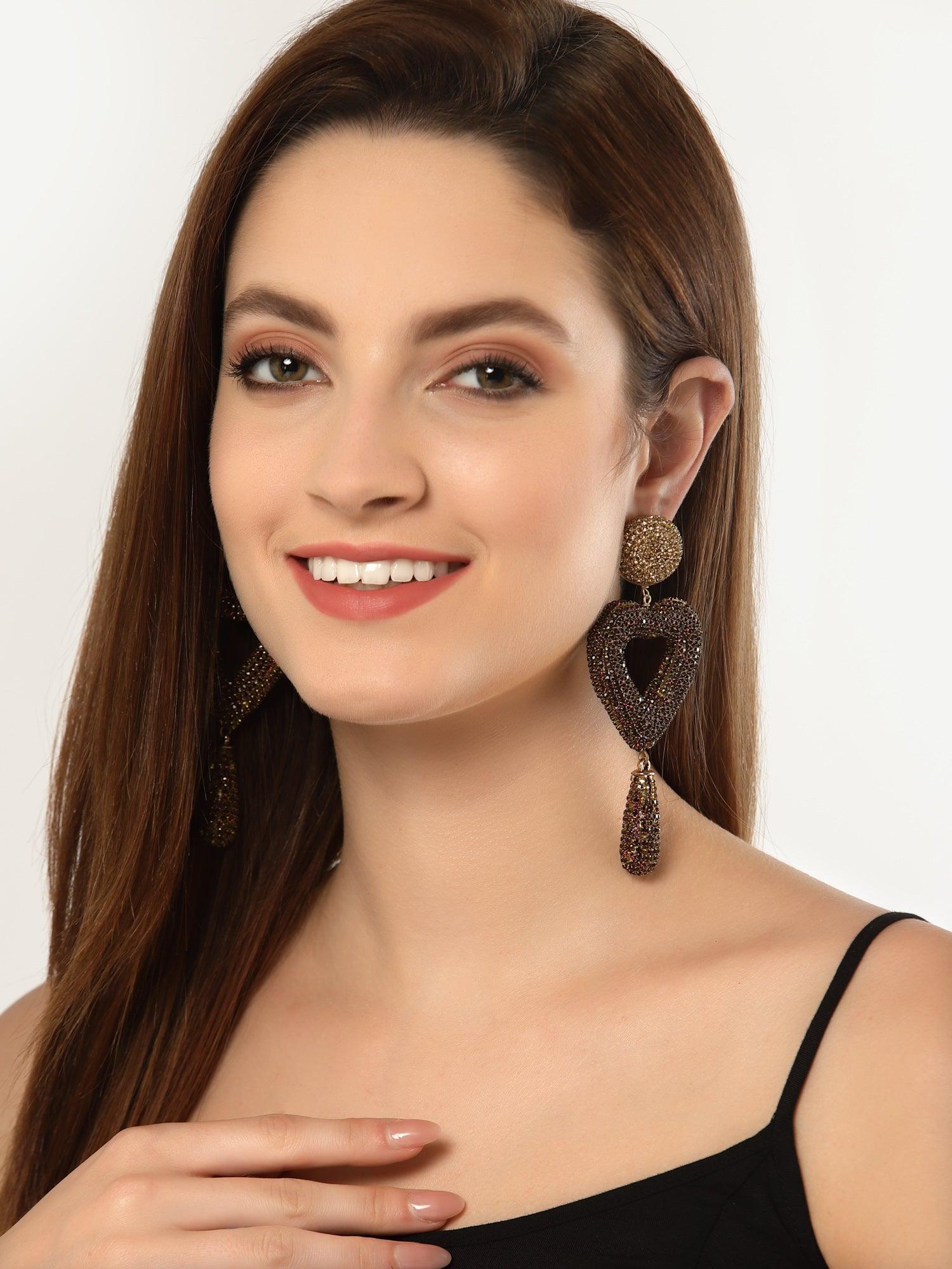Crystal Heart Dangle Earrings
