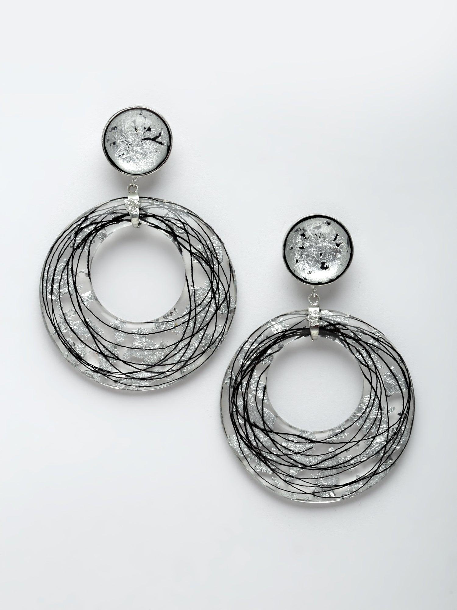 Silver Resin Hoop Earrings