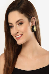 Black and Gold Stud Earrings