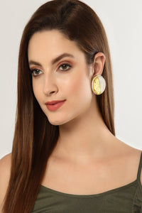 White and Gold Stud Earrings