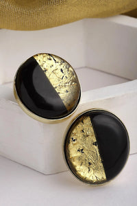 Black and Gold Stud Earrings