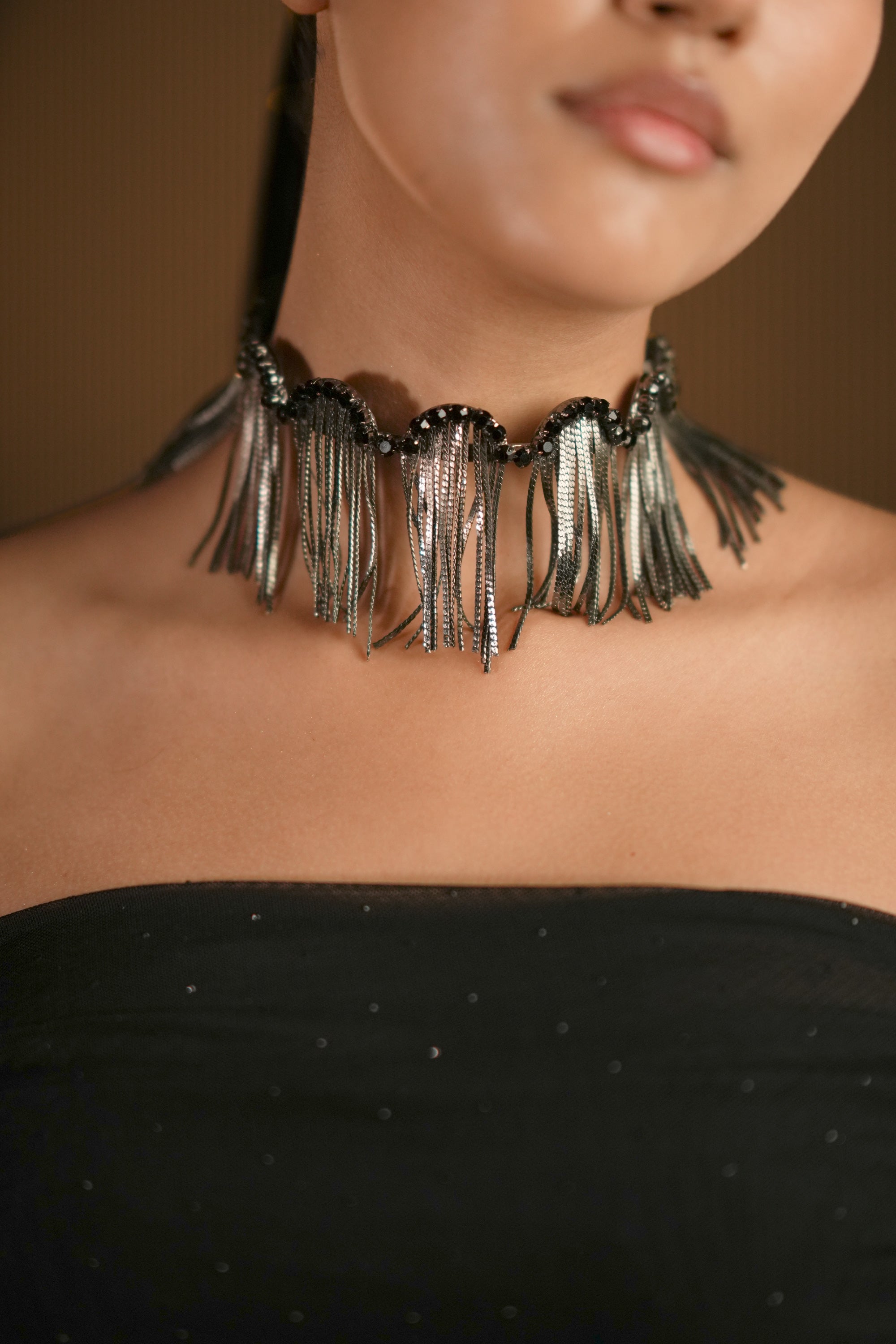 Noir Fringe Choker