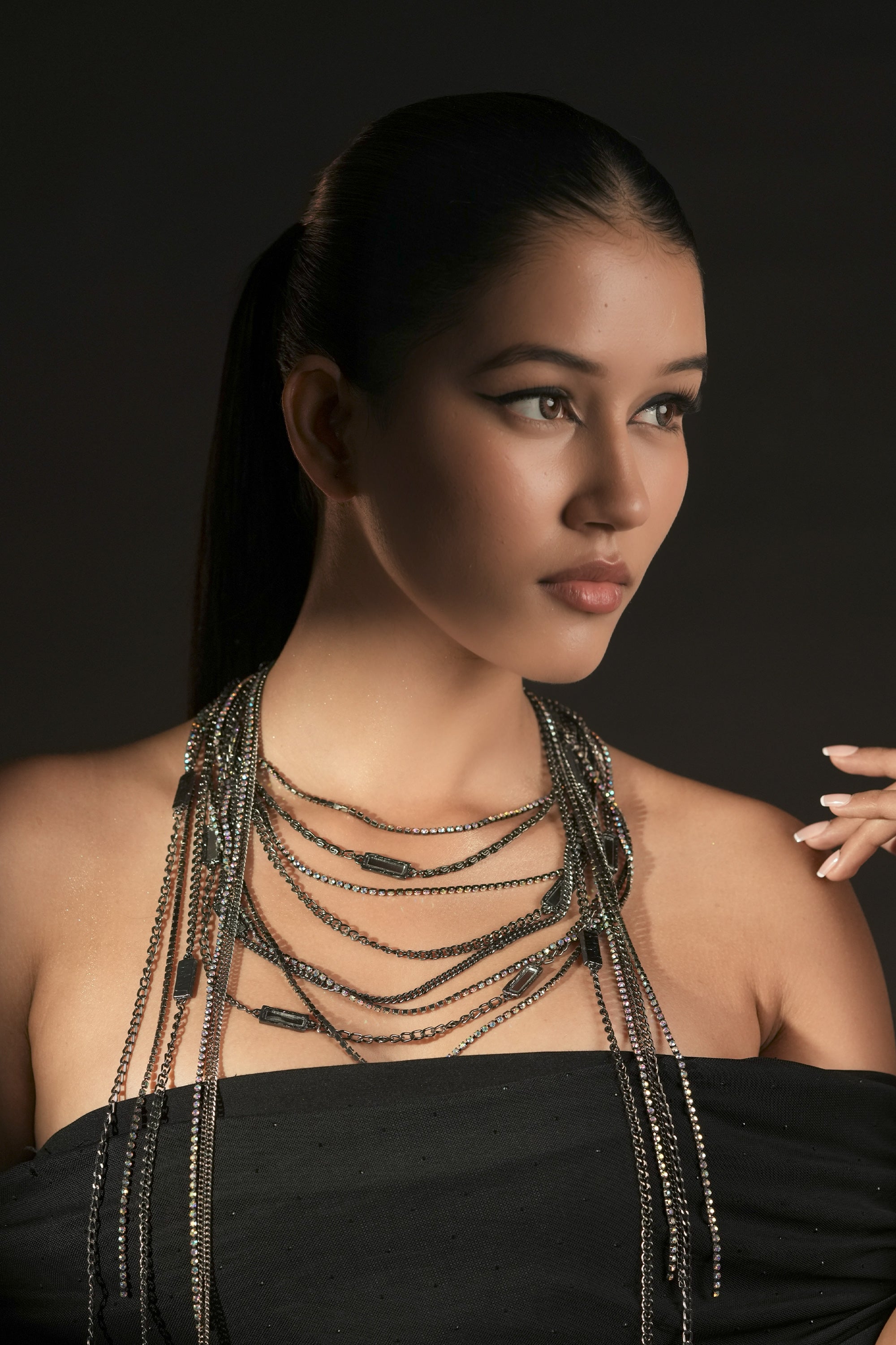 Black Chain Fringe Necklace