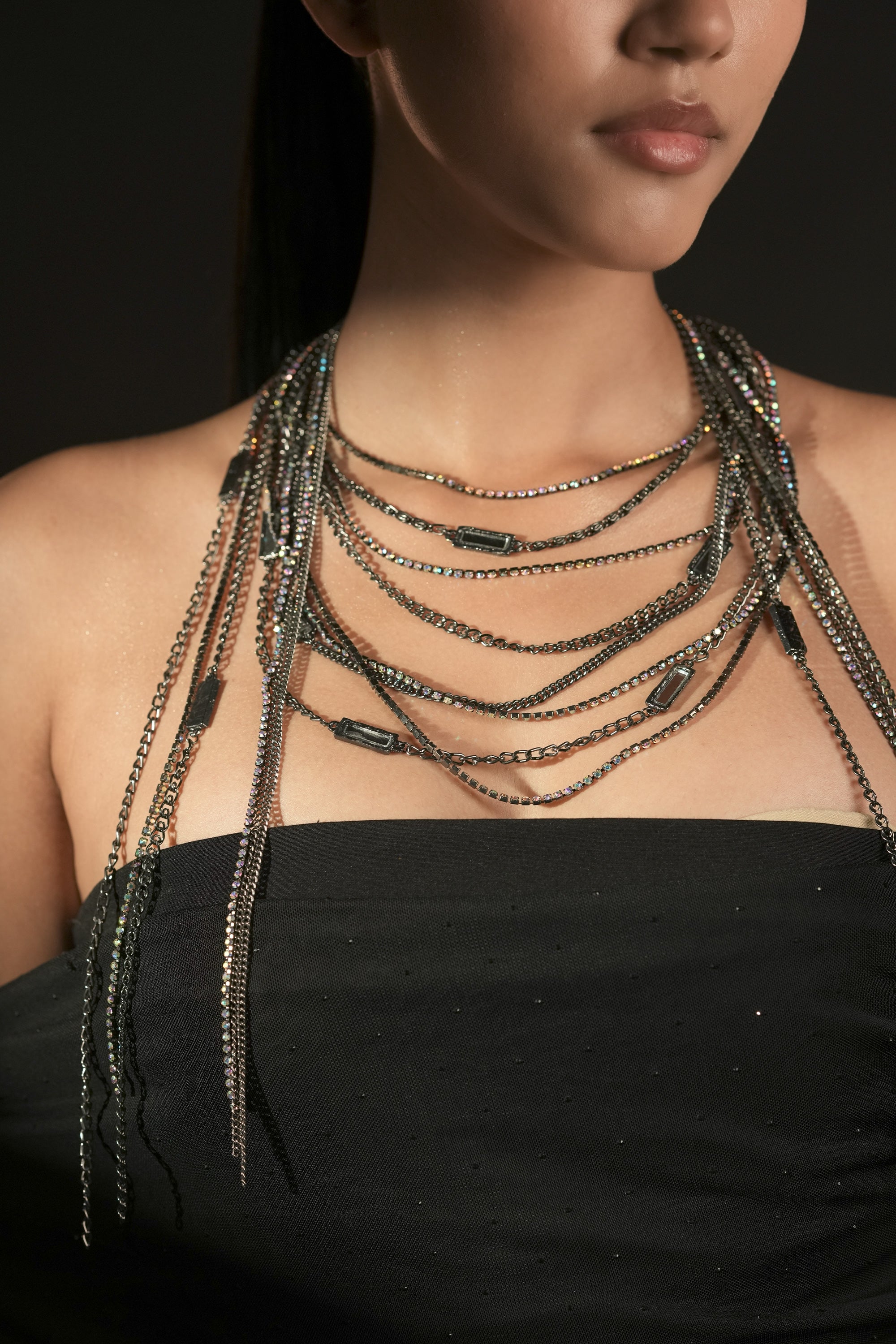 Black Chain Fringe Necklace