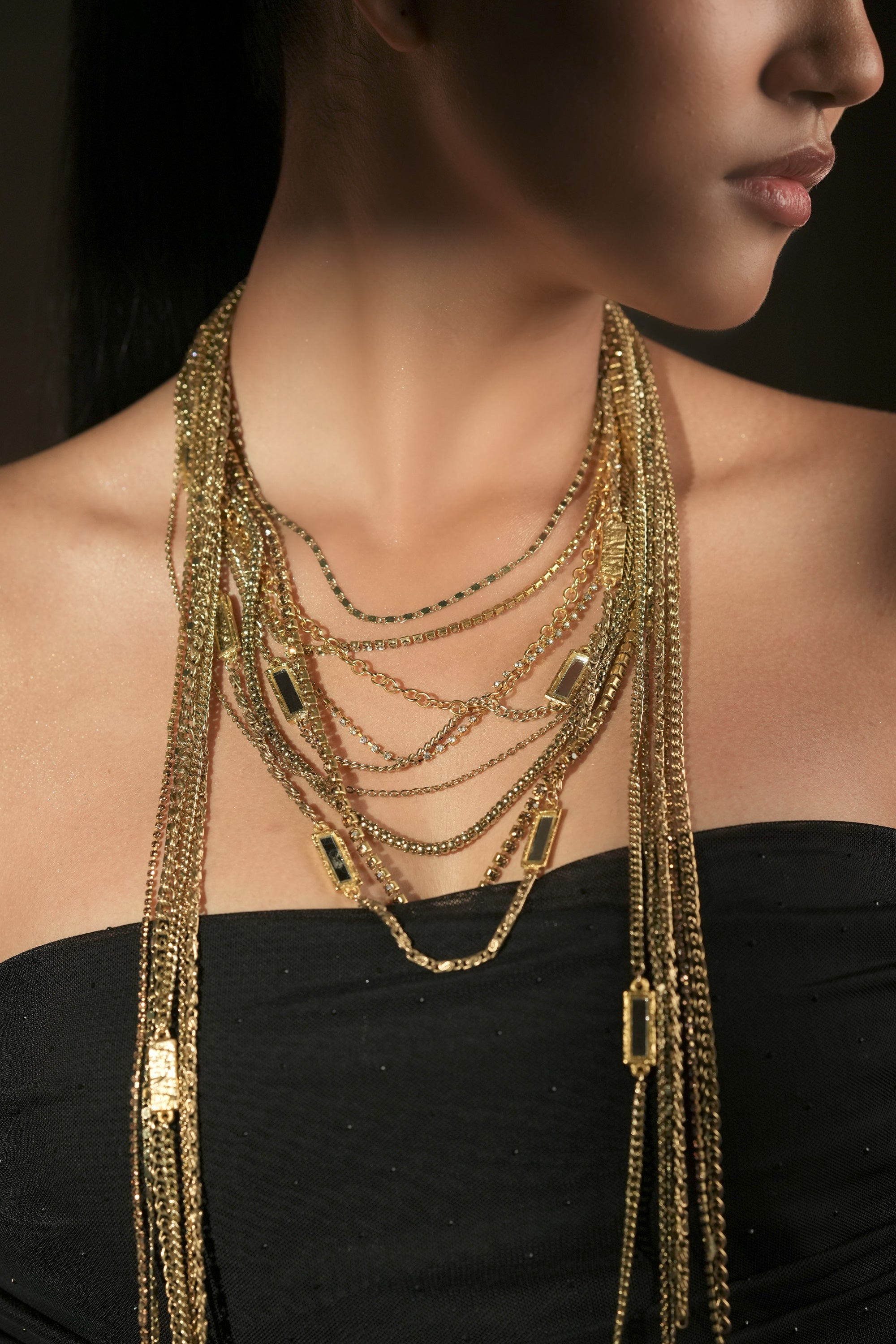 Layered Chain Drape Necklace