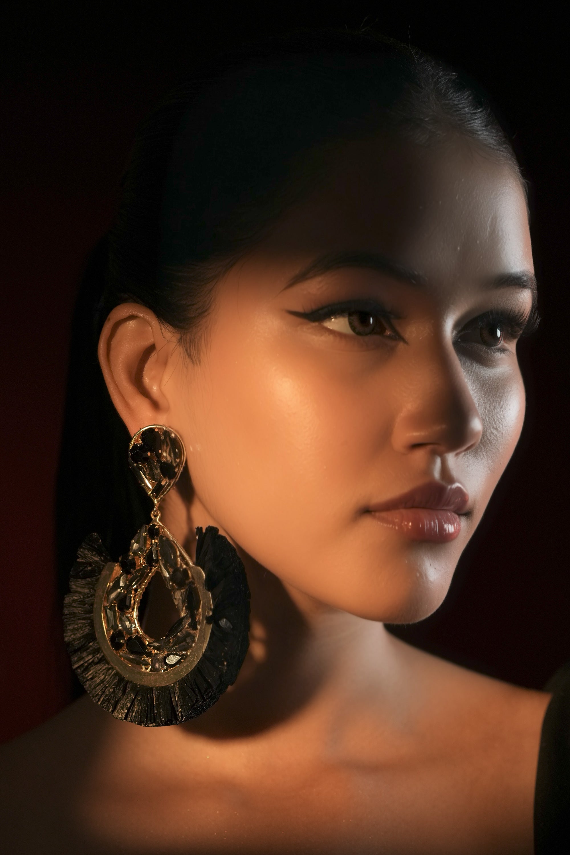 Noir Medallion Hoops