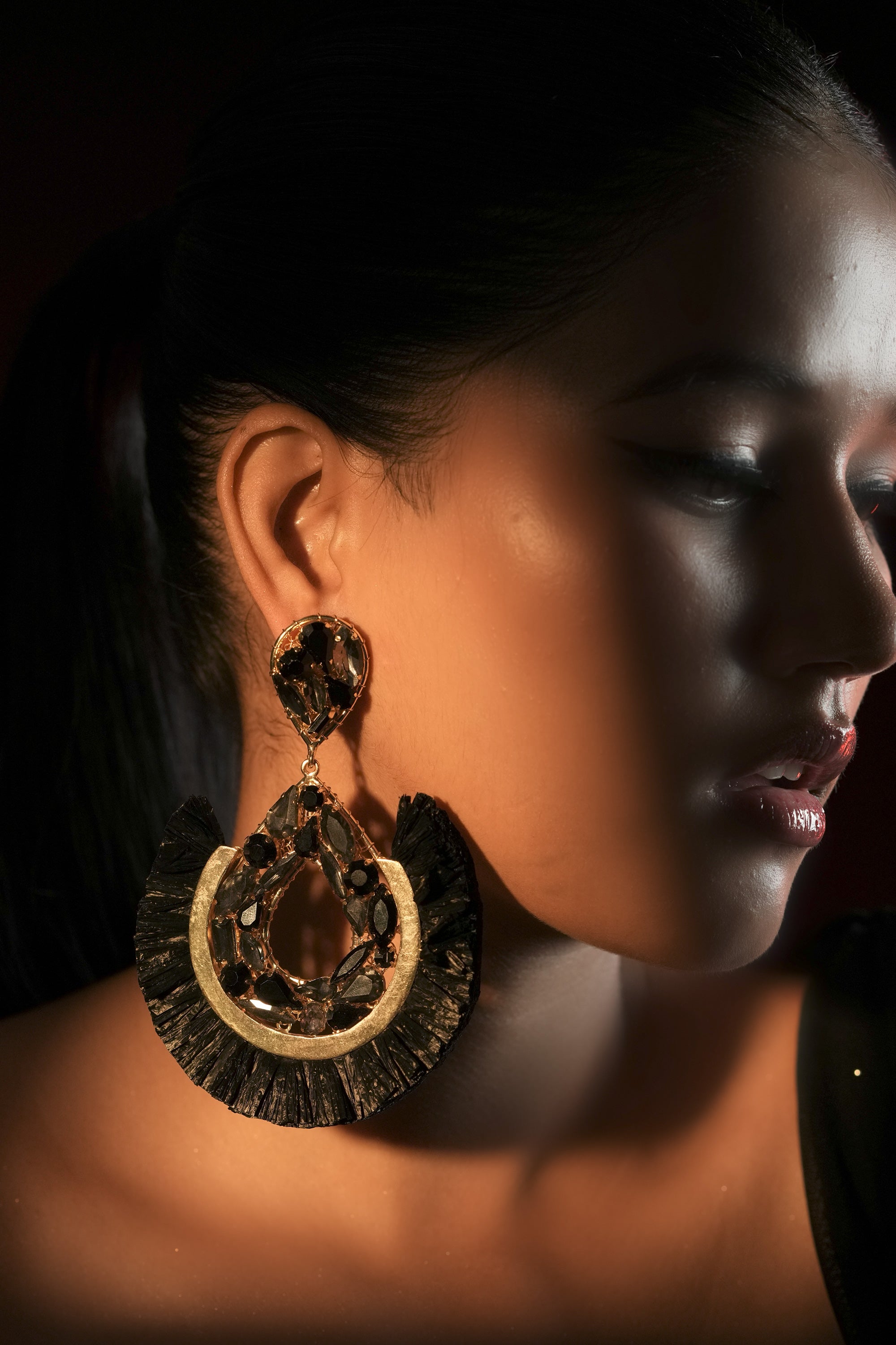 Noir Medallion Hoops