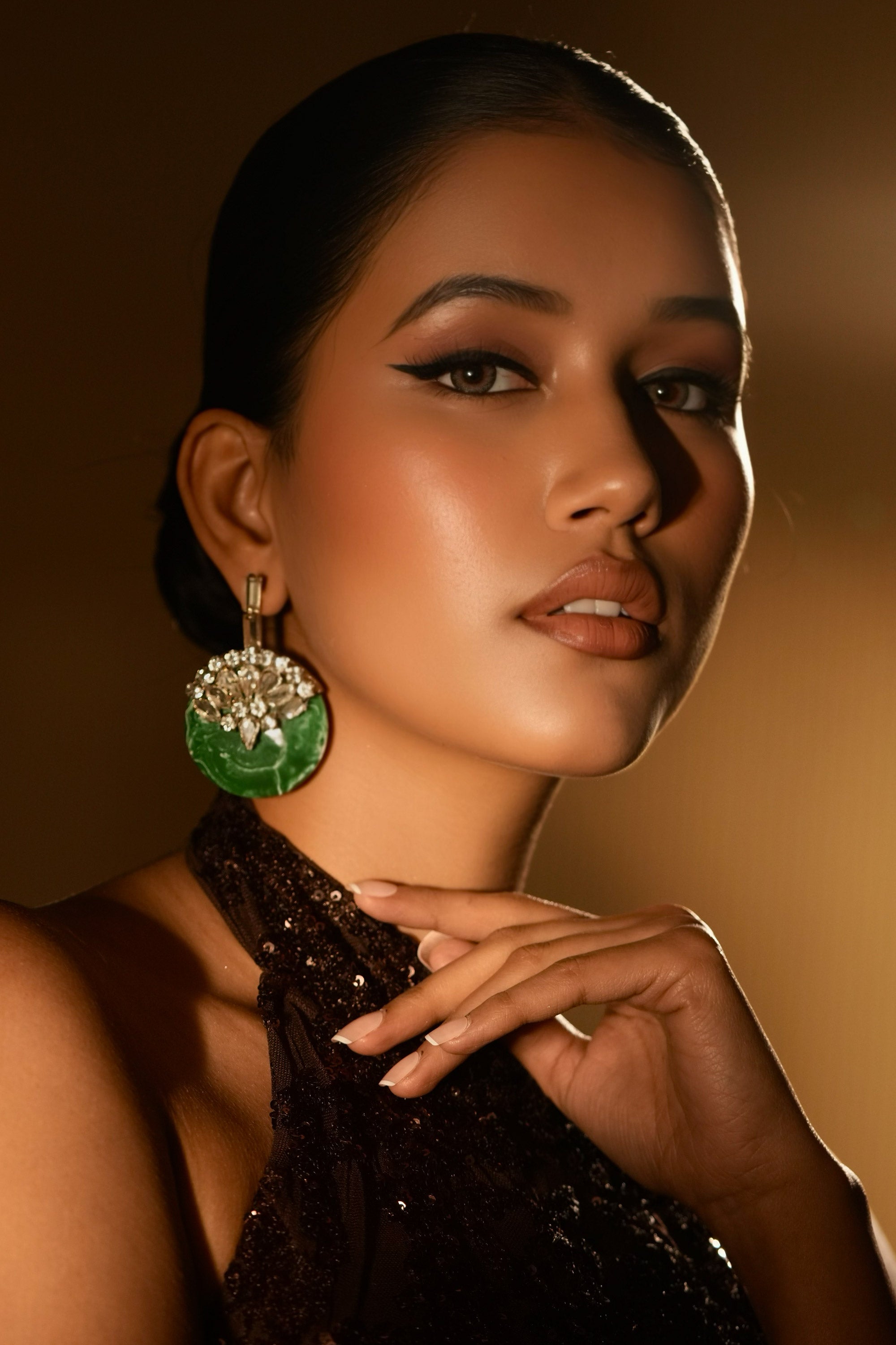 Emerald Resin Drop Studs