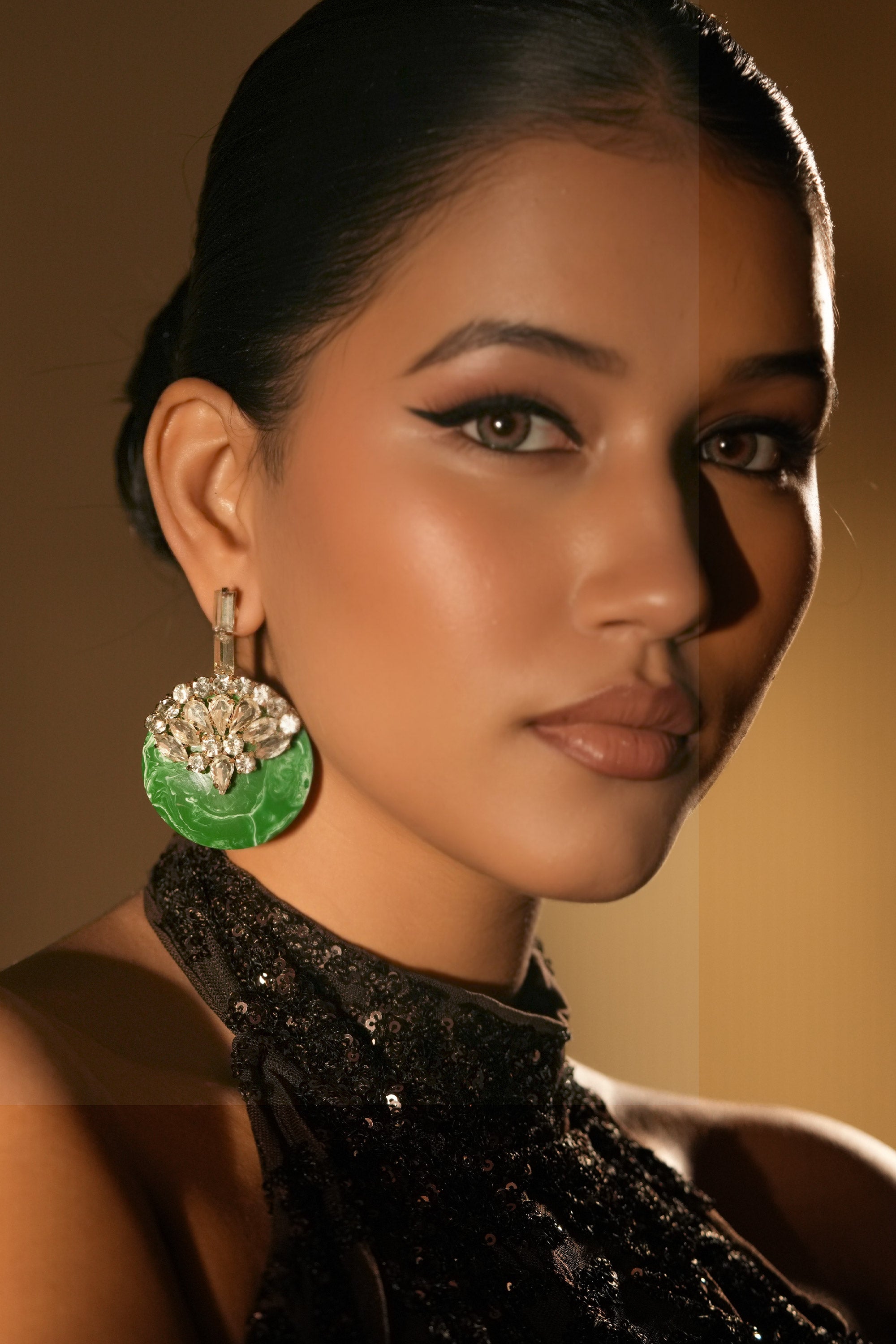 Emerald Resin Drop Studs