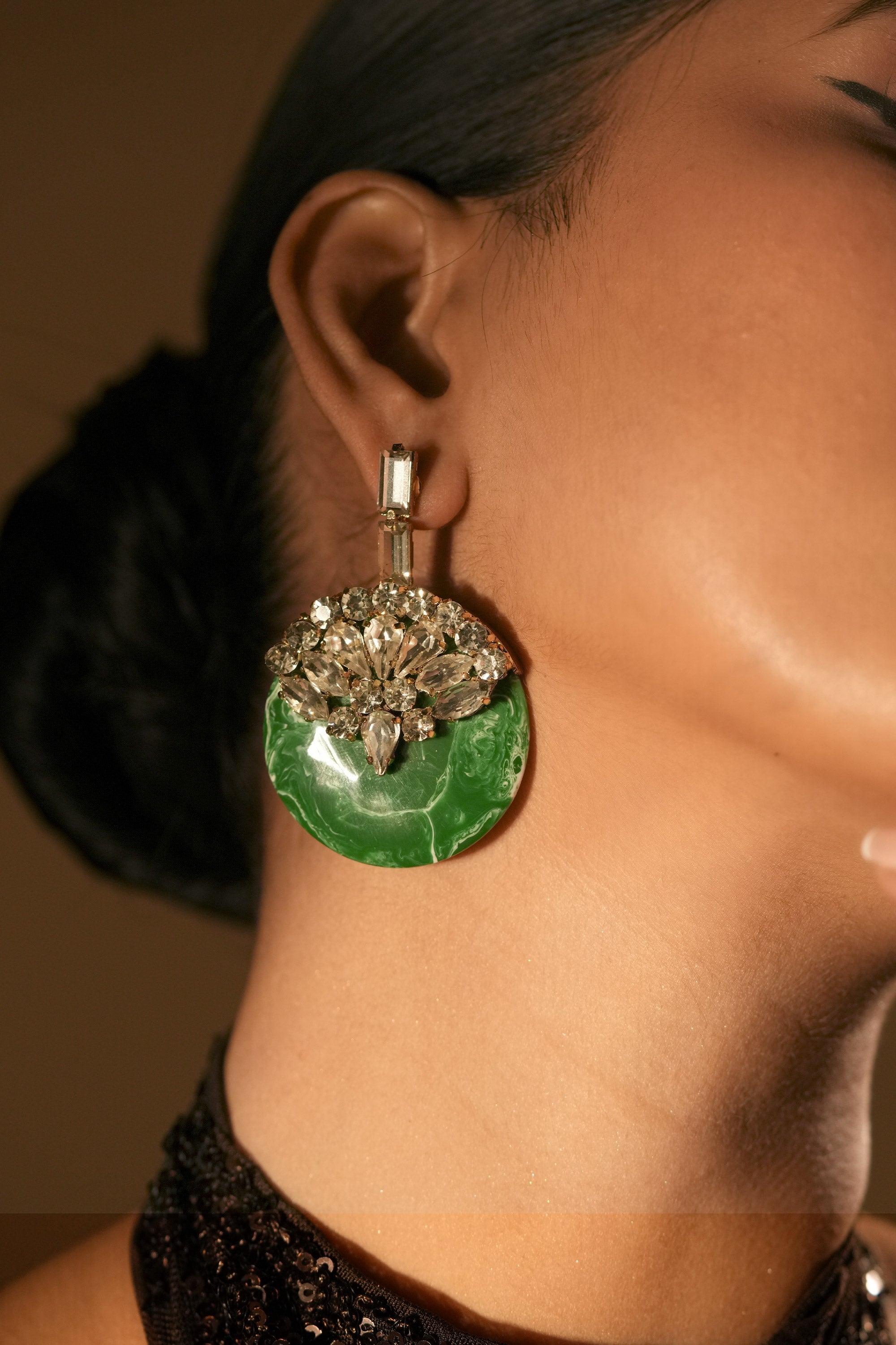 Emerald Resin Drop Studs