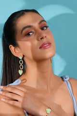 Mint Heart Drop Earrings