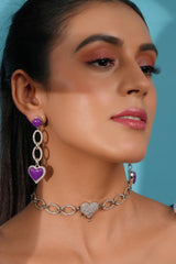 Silver Drip Heart Choker