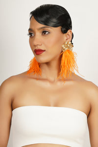 Orange Feather Earrings