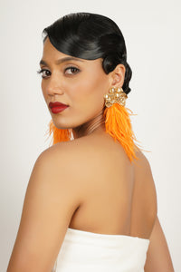 Orange Feather Earrings