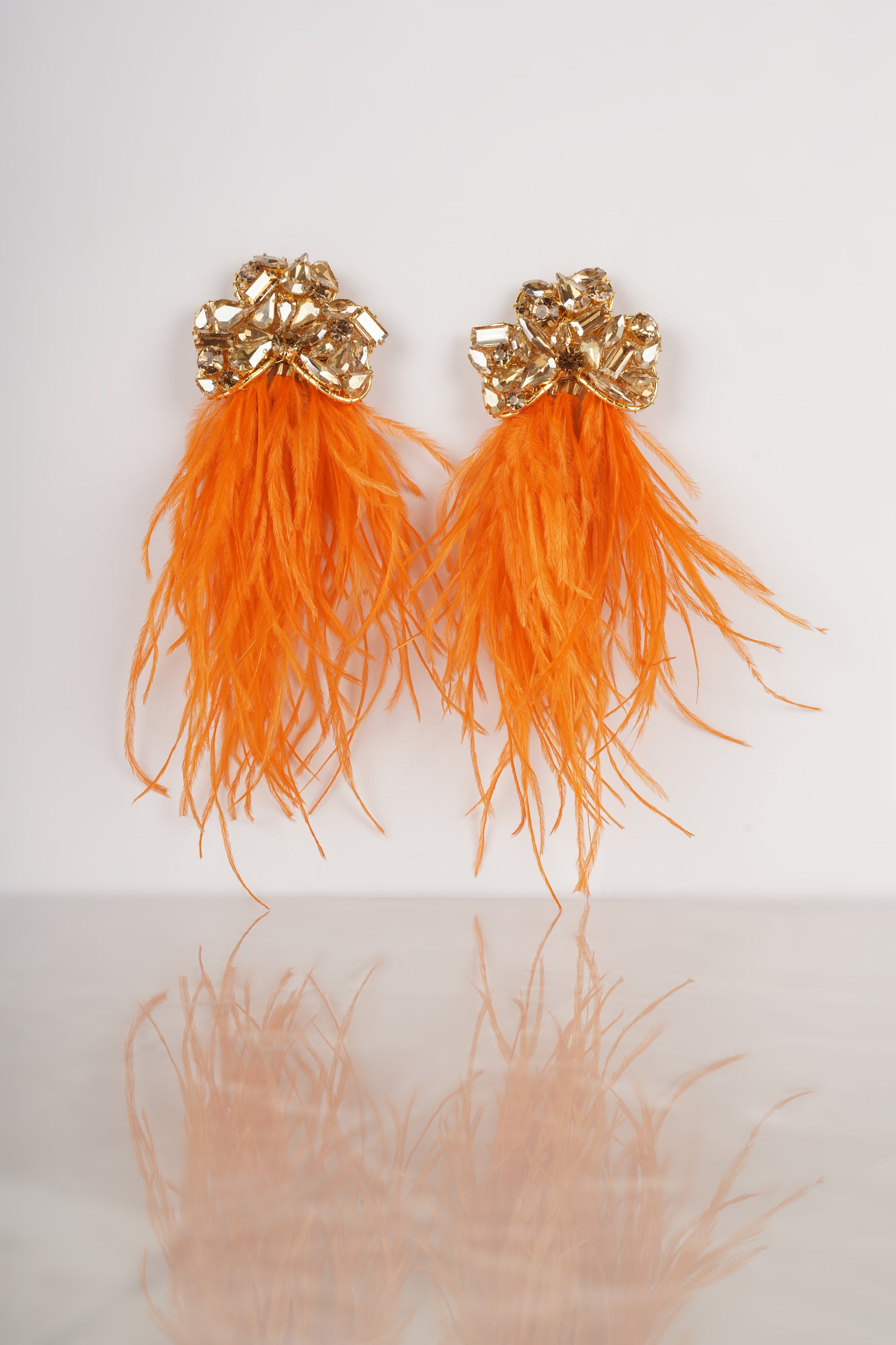 Orange Feather Earrings