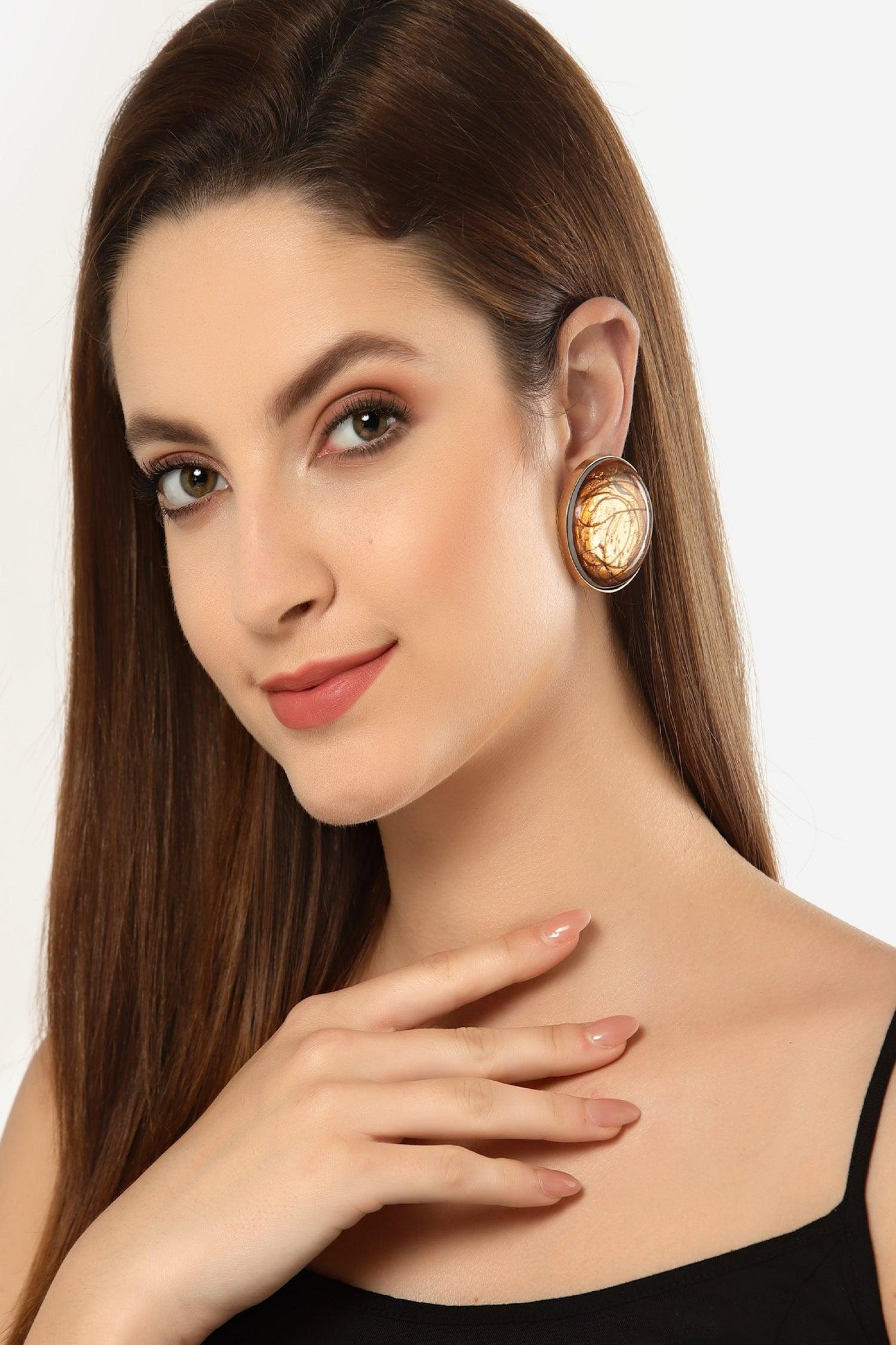Resin Stud earrings in Copper